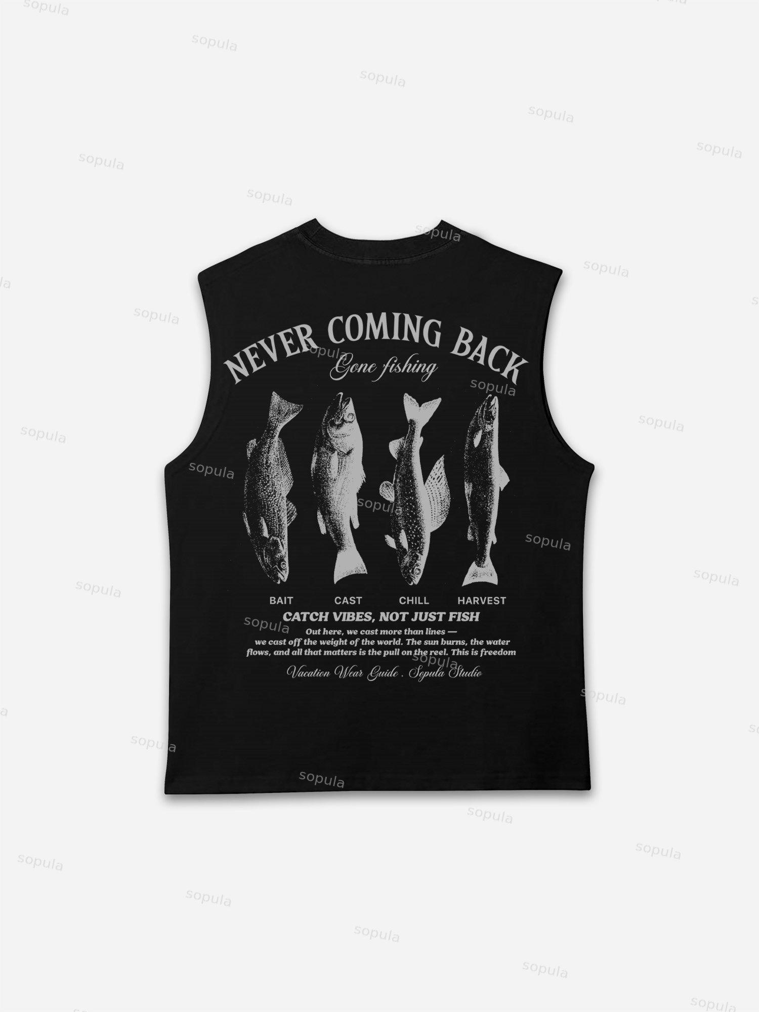 Vacation Wear Guide Vintage Sea Fishing Graphic Tank Top Product Image