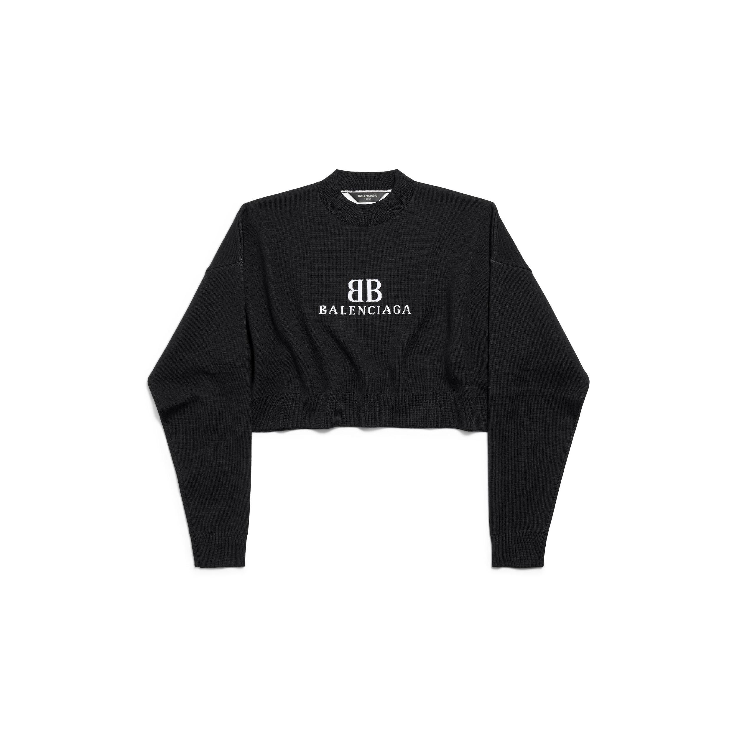 Women's Cropped Crewneck in Black/white Product Image