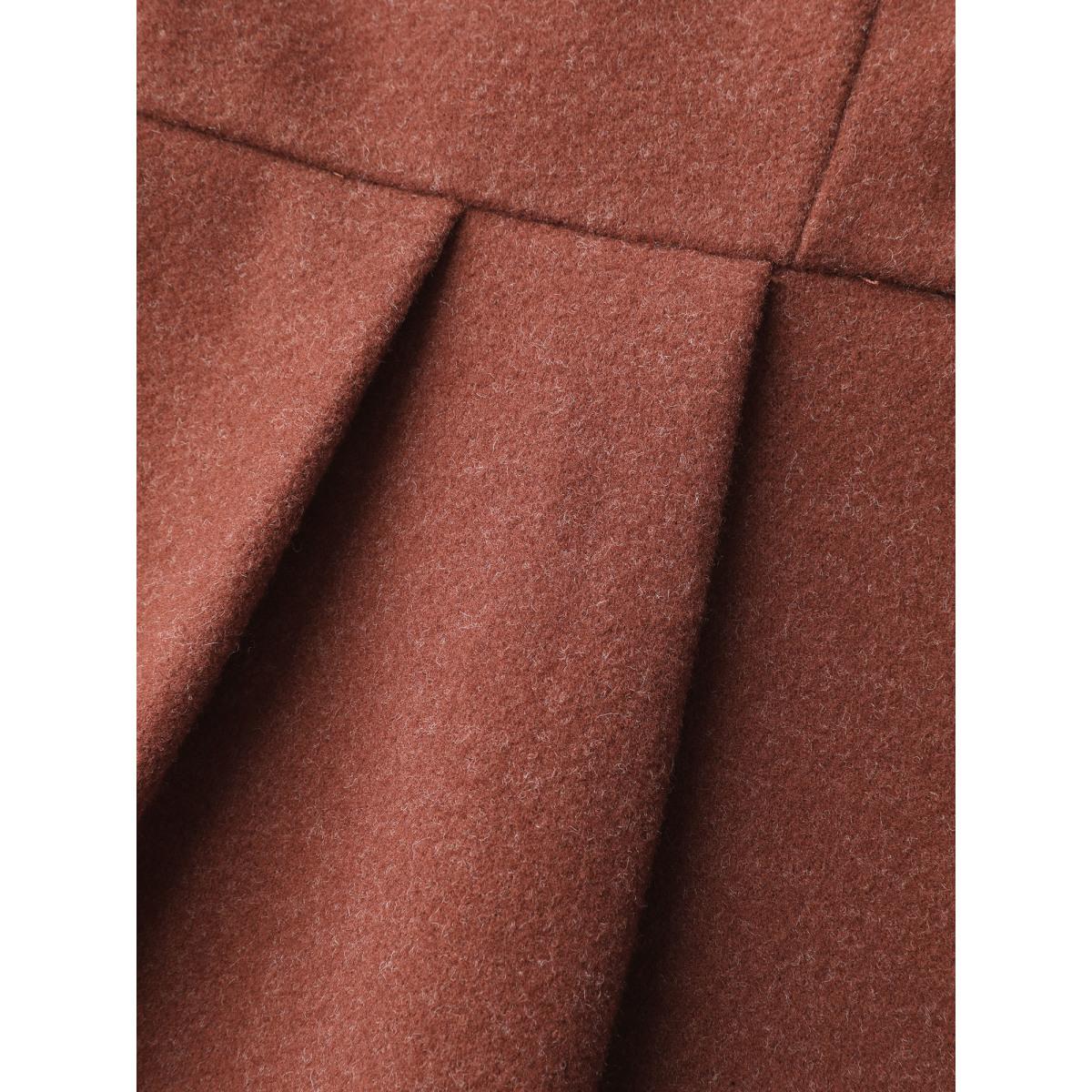 Plus Size Pleated Curvy Hem Button Blazer Women Russet Timeless Pleated Ladies Elegant Winter Coats BloomChic 26/4X Product Image