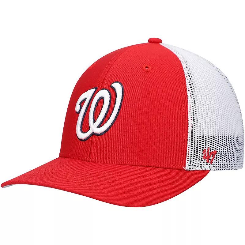 Men's '47 Red/White Washington Nationals Primary Logo Trucker Snapback Hat Product Image