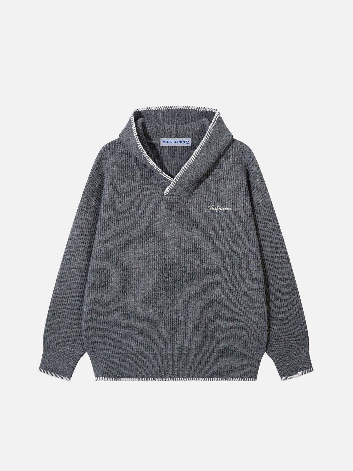 Aelfric Eden Patchwork Knit Pullover Hoodie Product Image