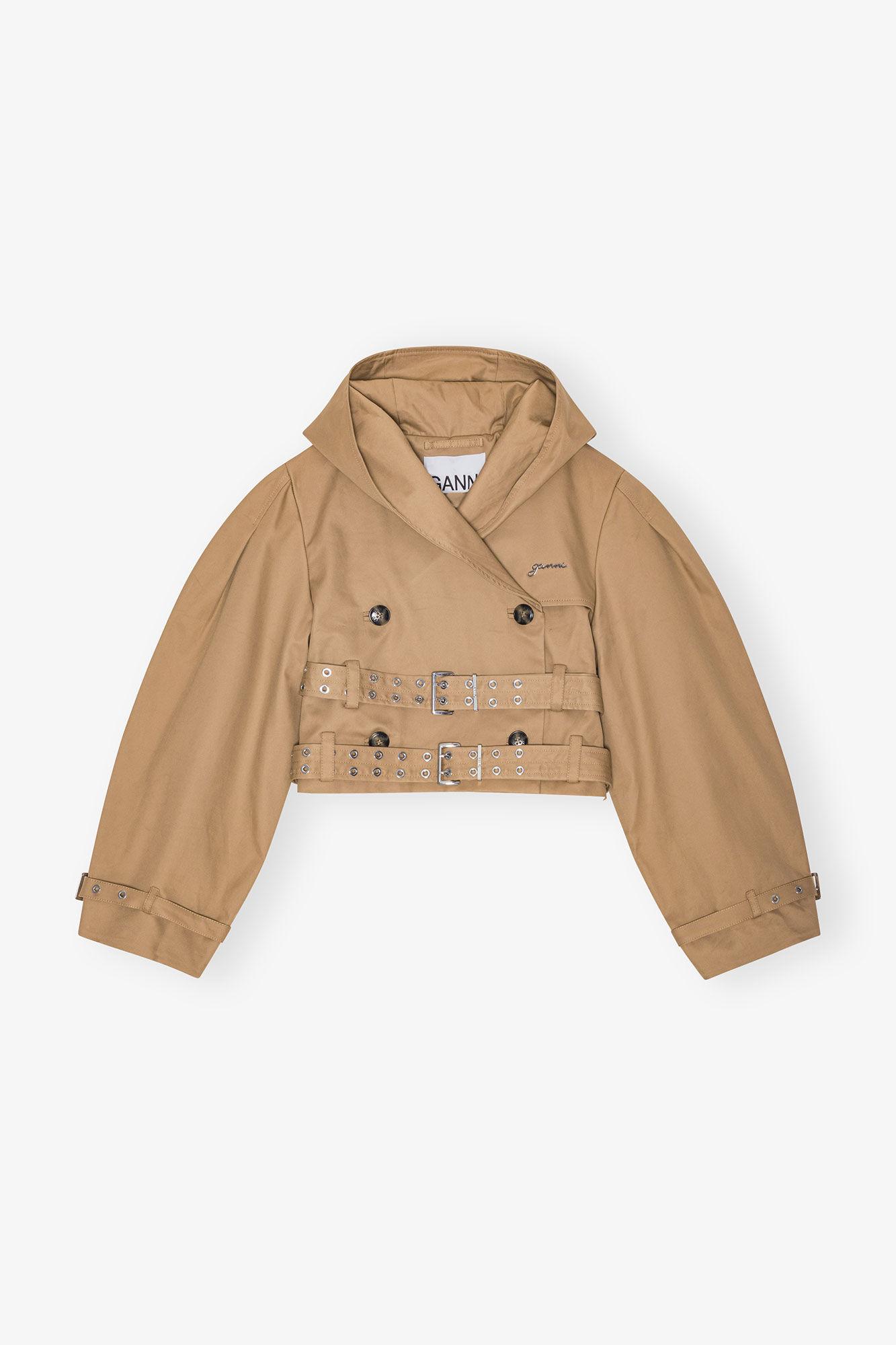 Camel Bonded Cotton Short Trench Jacket Product Image
