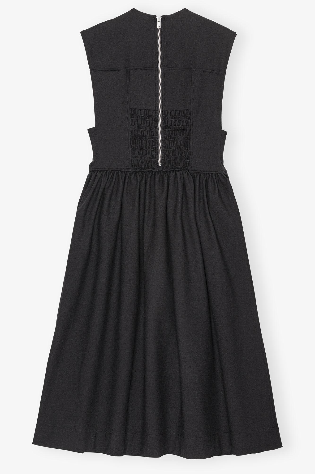 Black Heavy Cotton Corset Midi Dress Product Image