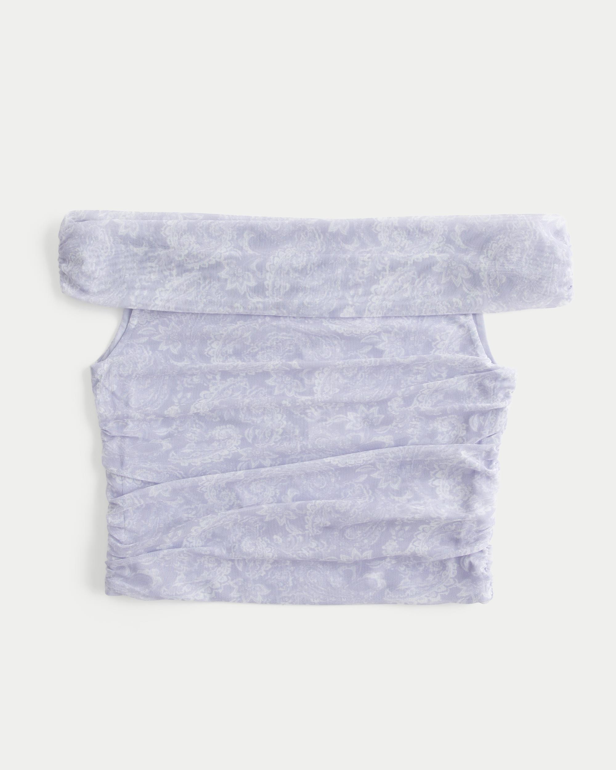Mesh Foldover Off-the-Shoulder Top Product Image