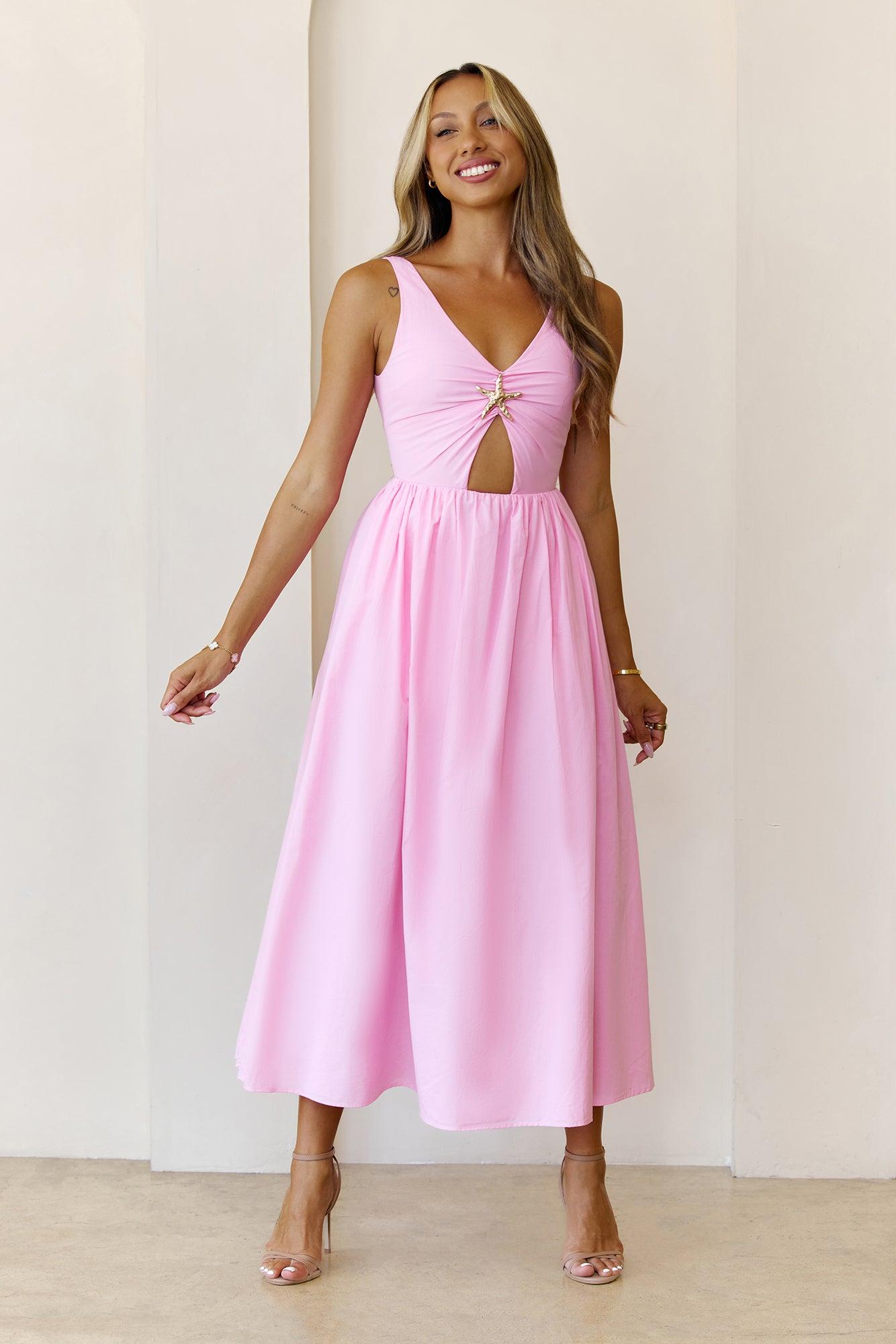 Sea Breeze Beauty Midi Dress Pink Product Image