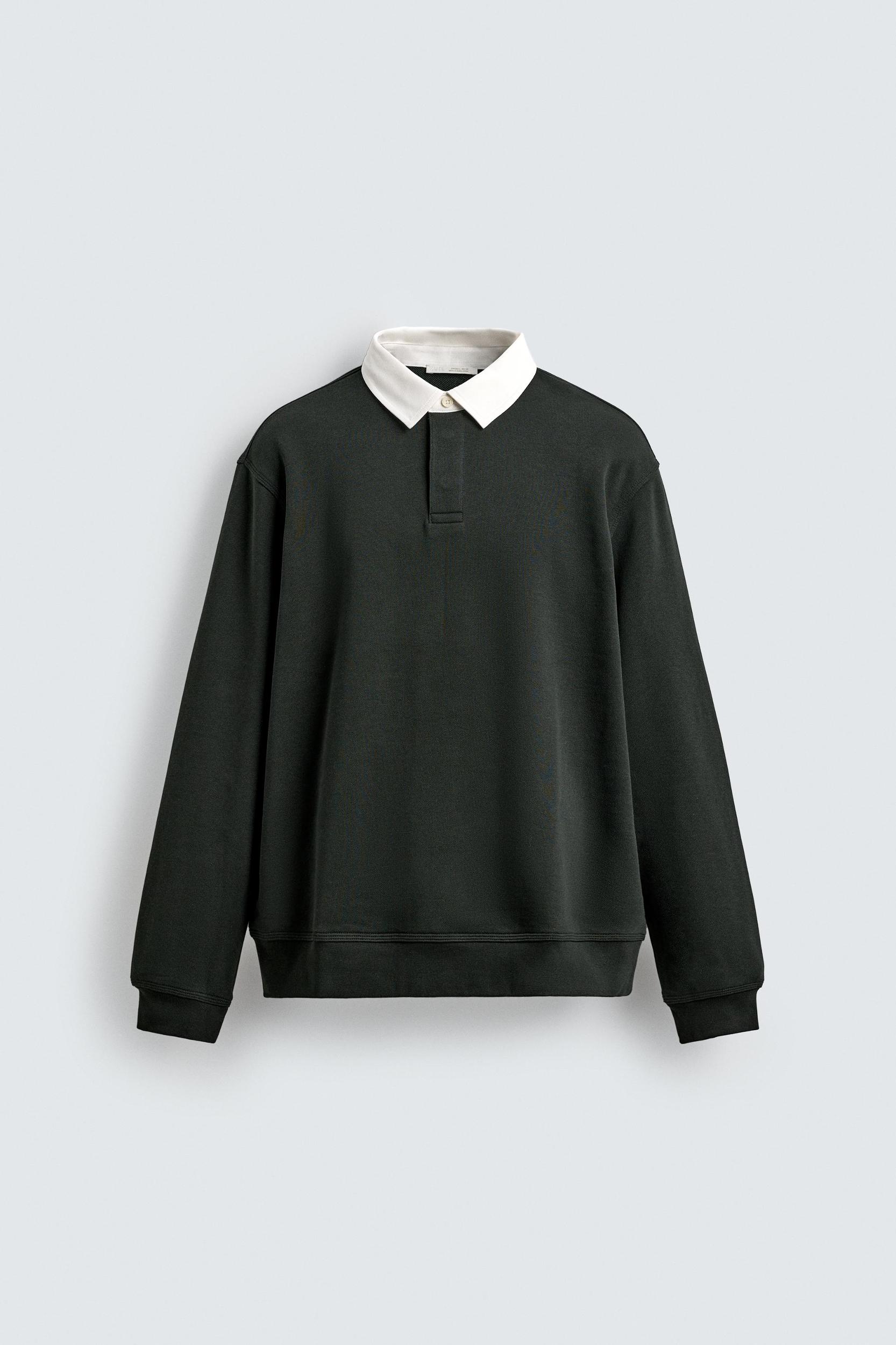 CONTRAST COLLAR POLO SWEATSHIRT Product Image