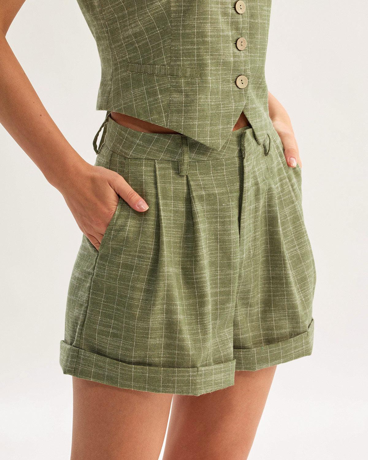 Green Striped Pocket Shorts Product Image