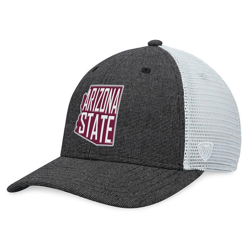 Men's Top of the World Charcoal/White Arizona State Sun Devils Townhall Trucker Snapback Hat Product Image