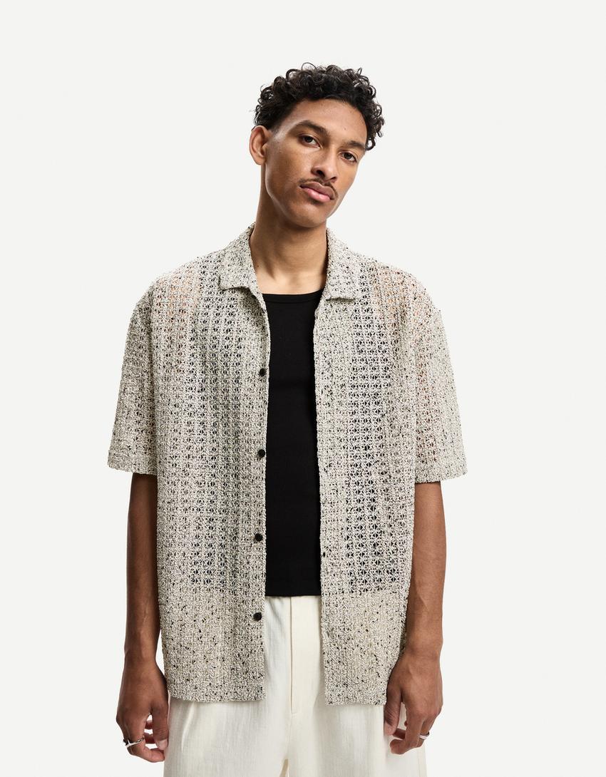 Short sleeve crochet shirt Product Image
