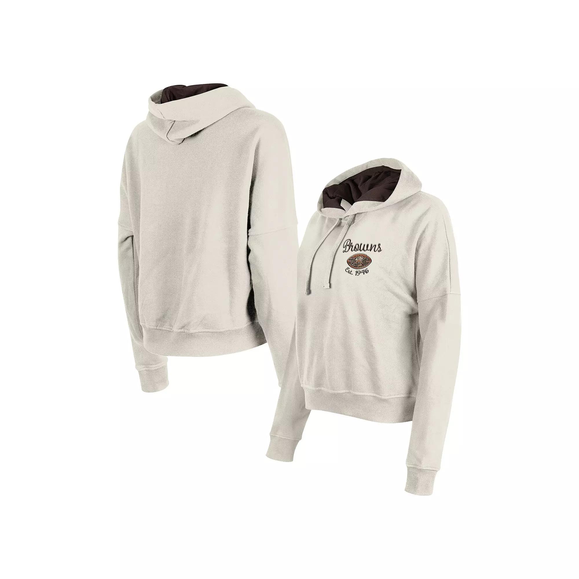 Women's New Era Cream Cleveland Browns 3rd Down Historic Pullover Hoodie,  Product Image
