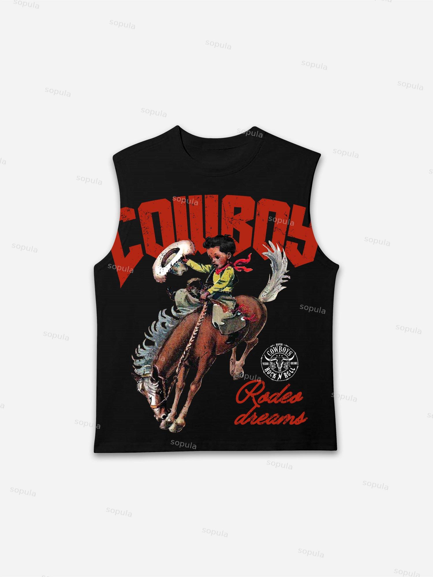 Cowboy Rodeo Dreams Print Tank Top Product Image