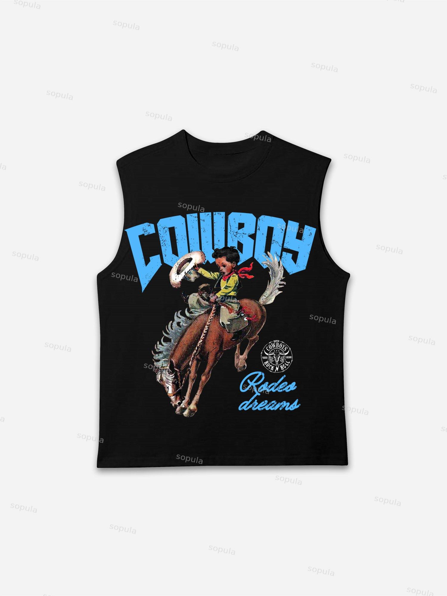 Cowboy Rodeo Dreams Print Tank Top Product Image
