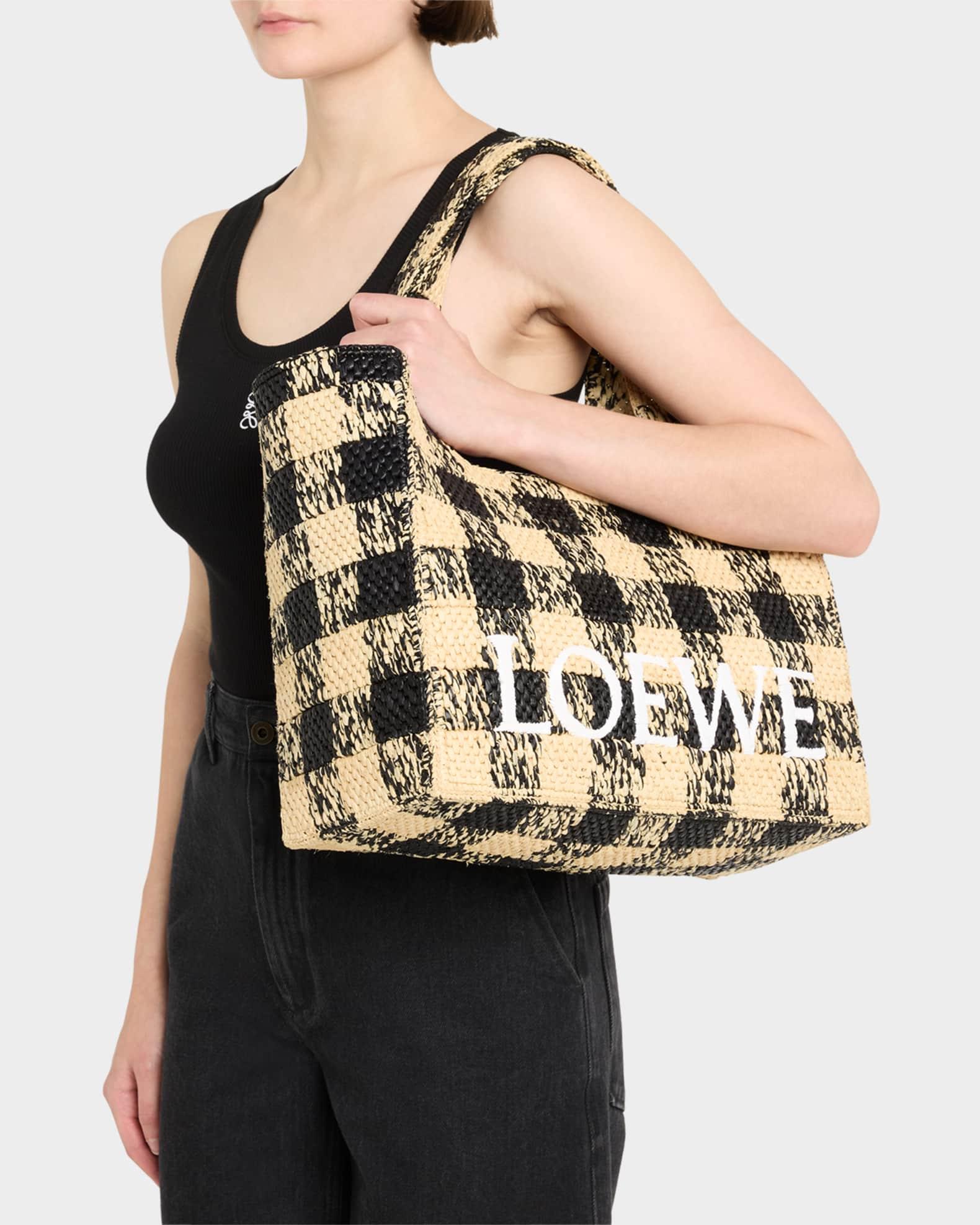 x Paula’s Ibiza Large Tote Bag in Gingham Raffia Product Image