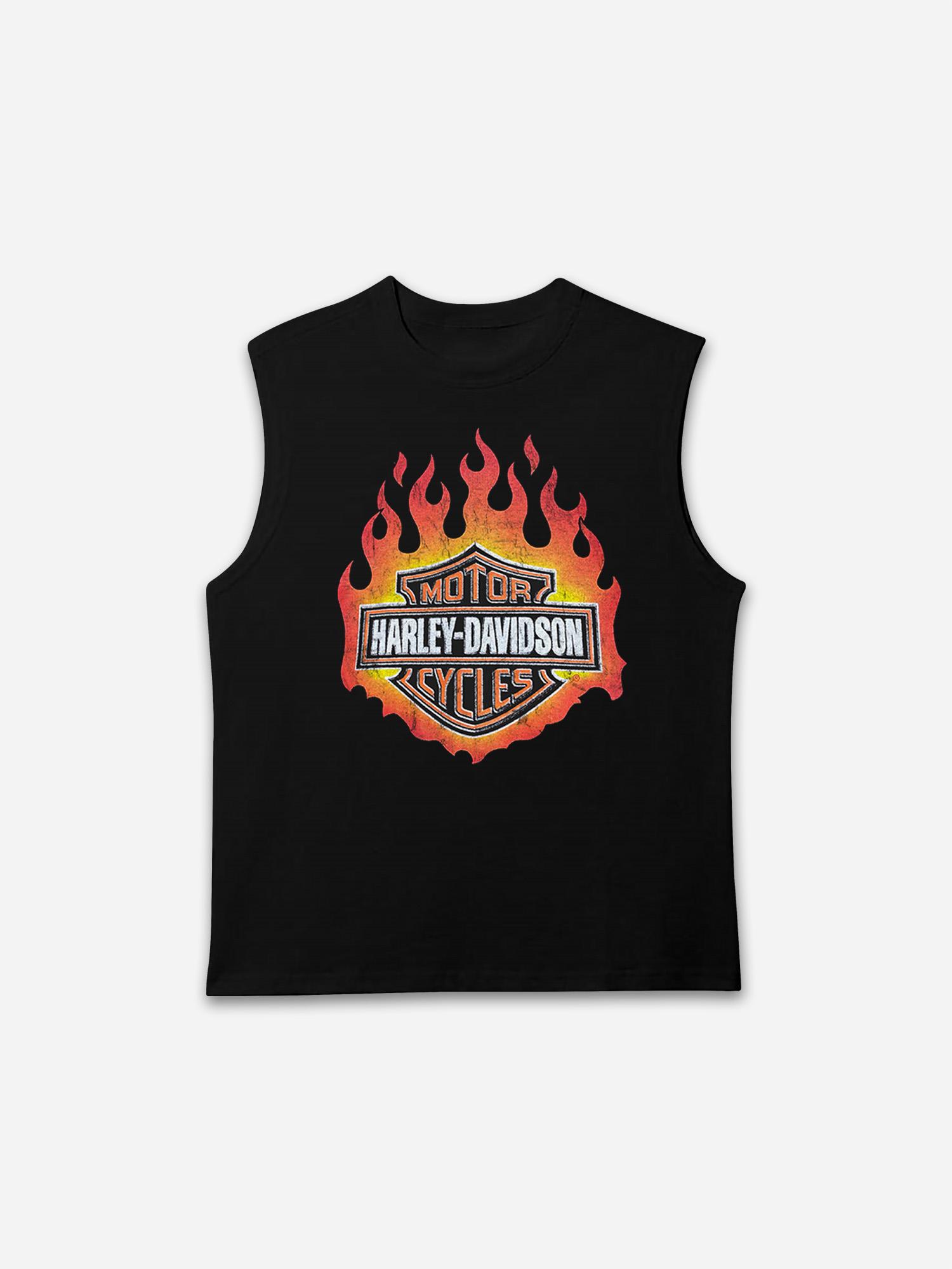 Sopula Vintage Flames Harley Davidson 90s Graphic Tank Top Product Image