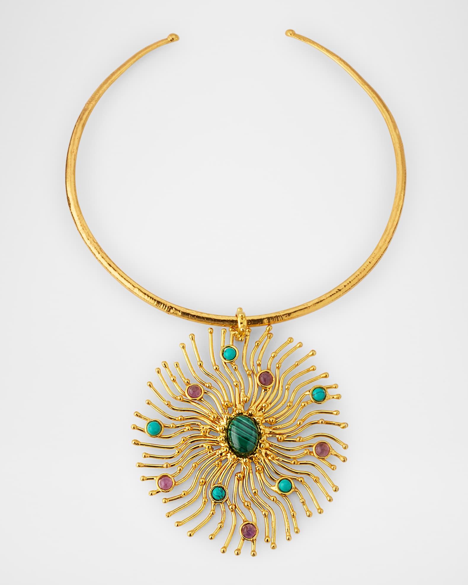 Gemstone Pendant Choker Necklace Product Image