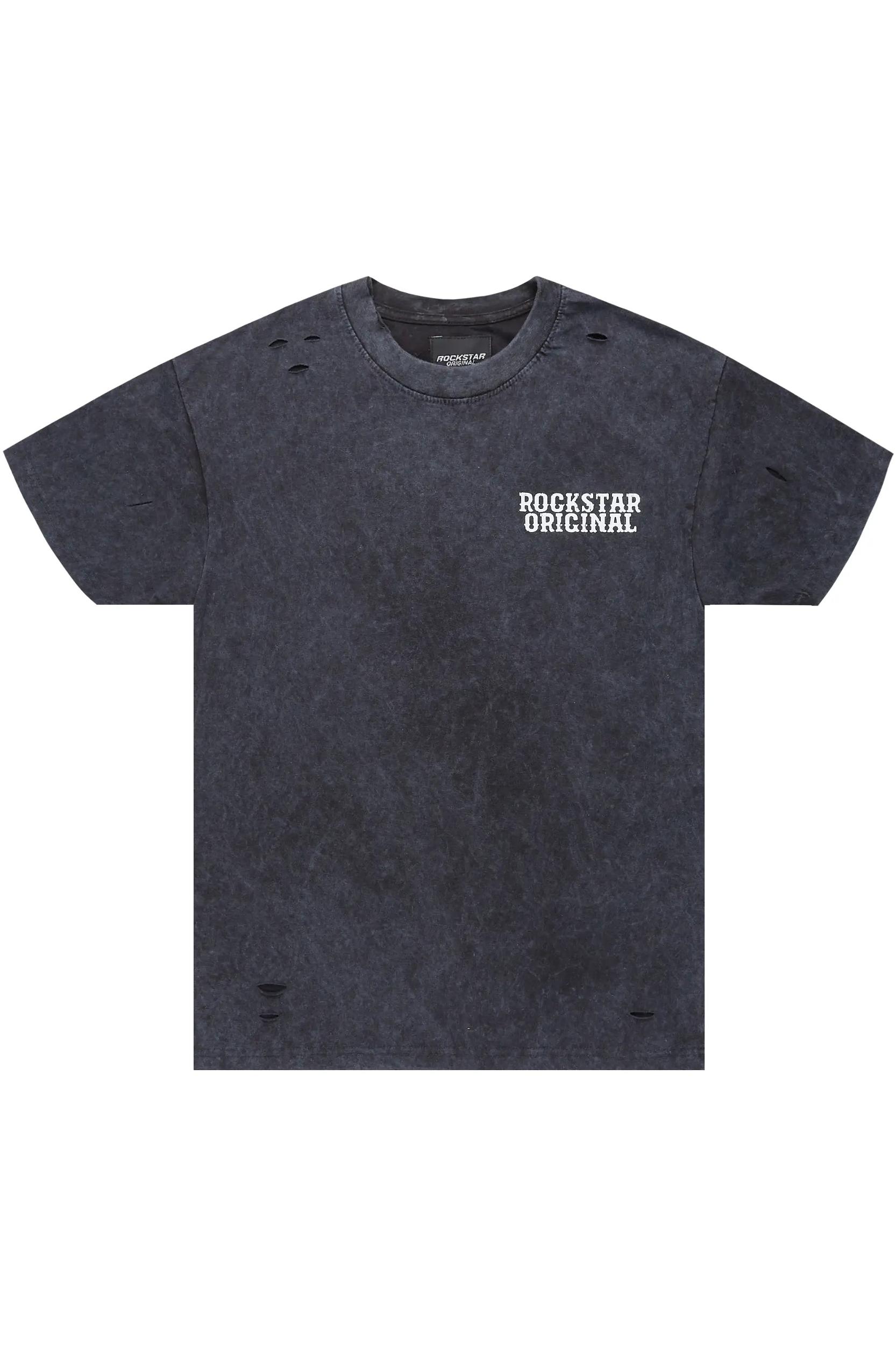 Posse Vintage Black Distressed Oversized T-Shirt Male Product Image