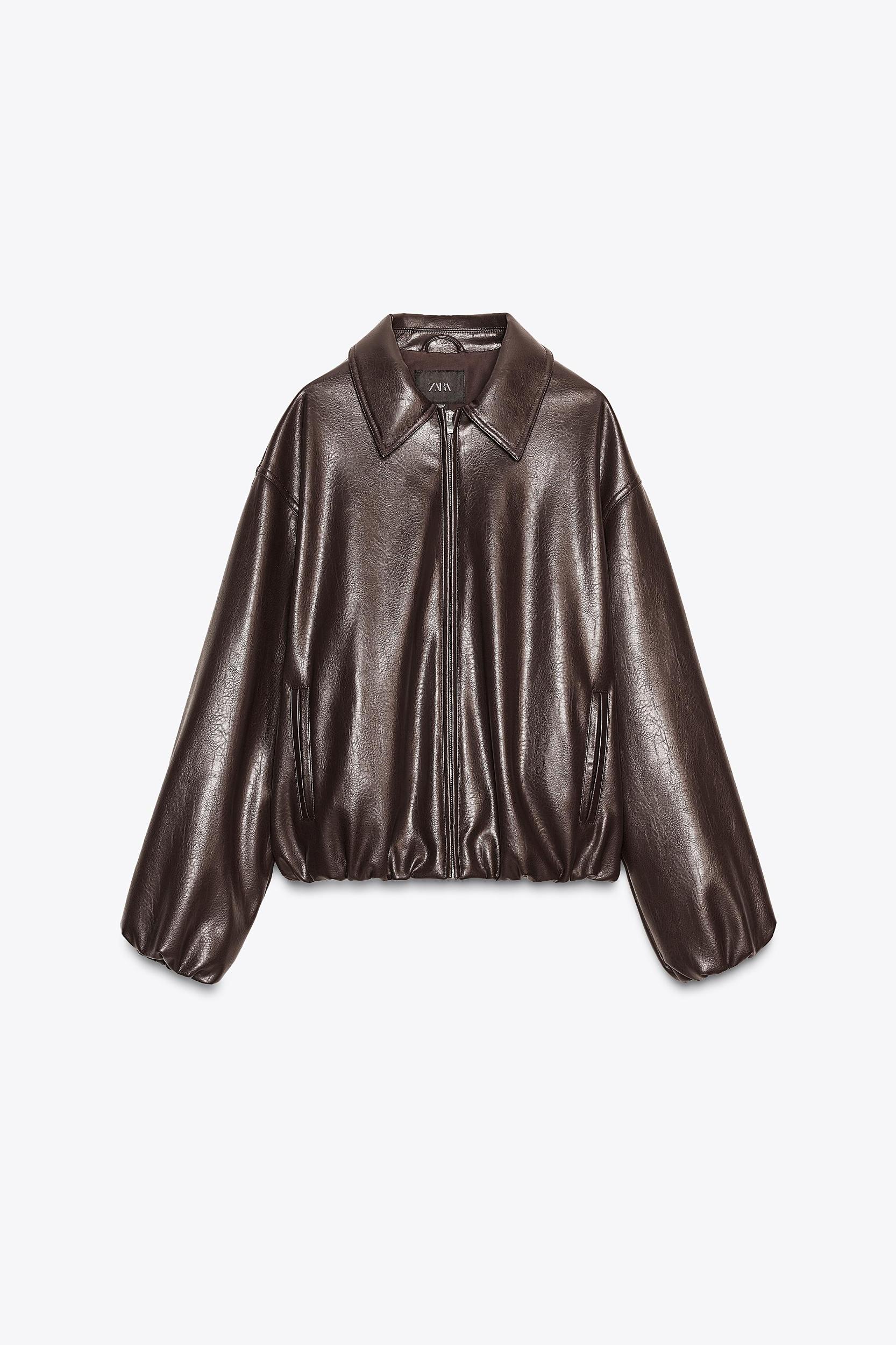 FAUX LEATHER BOMBER JACKET Product Image