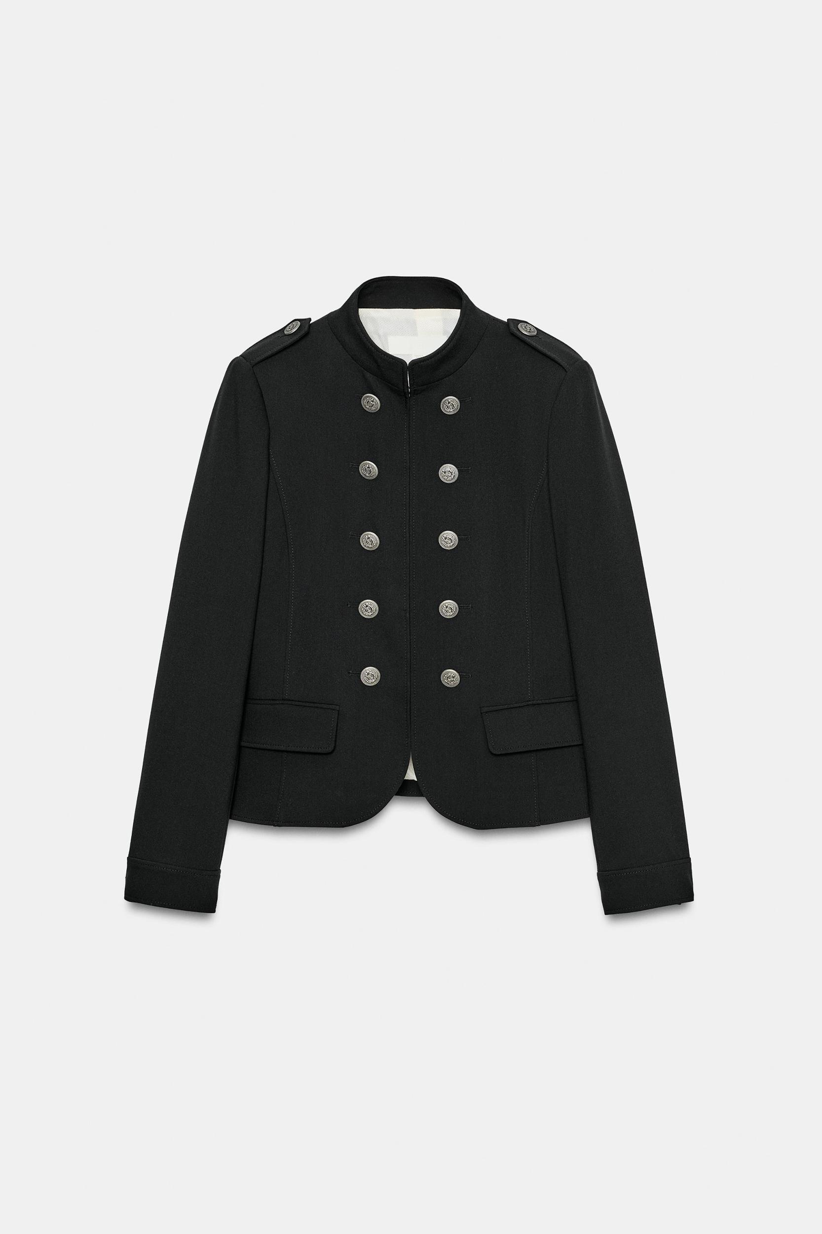 FITTED JACKET WITH SHOULDER PADS AND BUTTONS Product Image