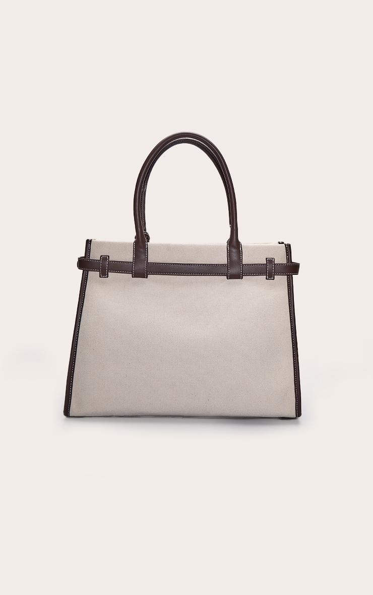 Natural Canvas Contrast Handle Handbag Product Image