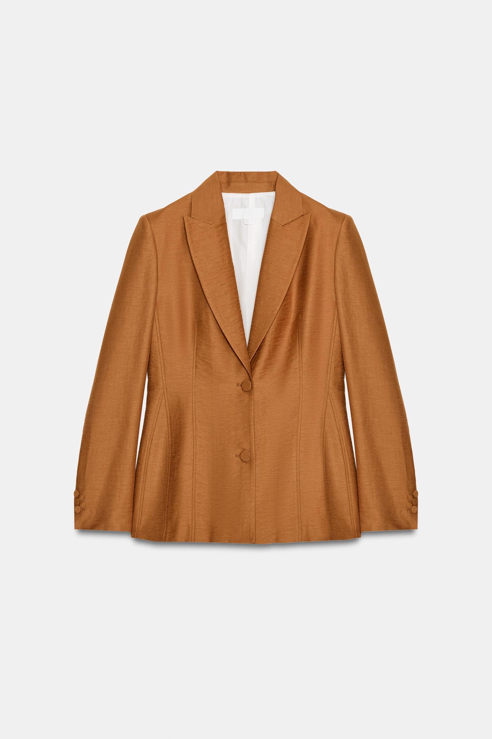 LINEN BLAZER WITH COVERED BUTTONS Product Image