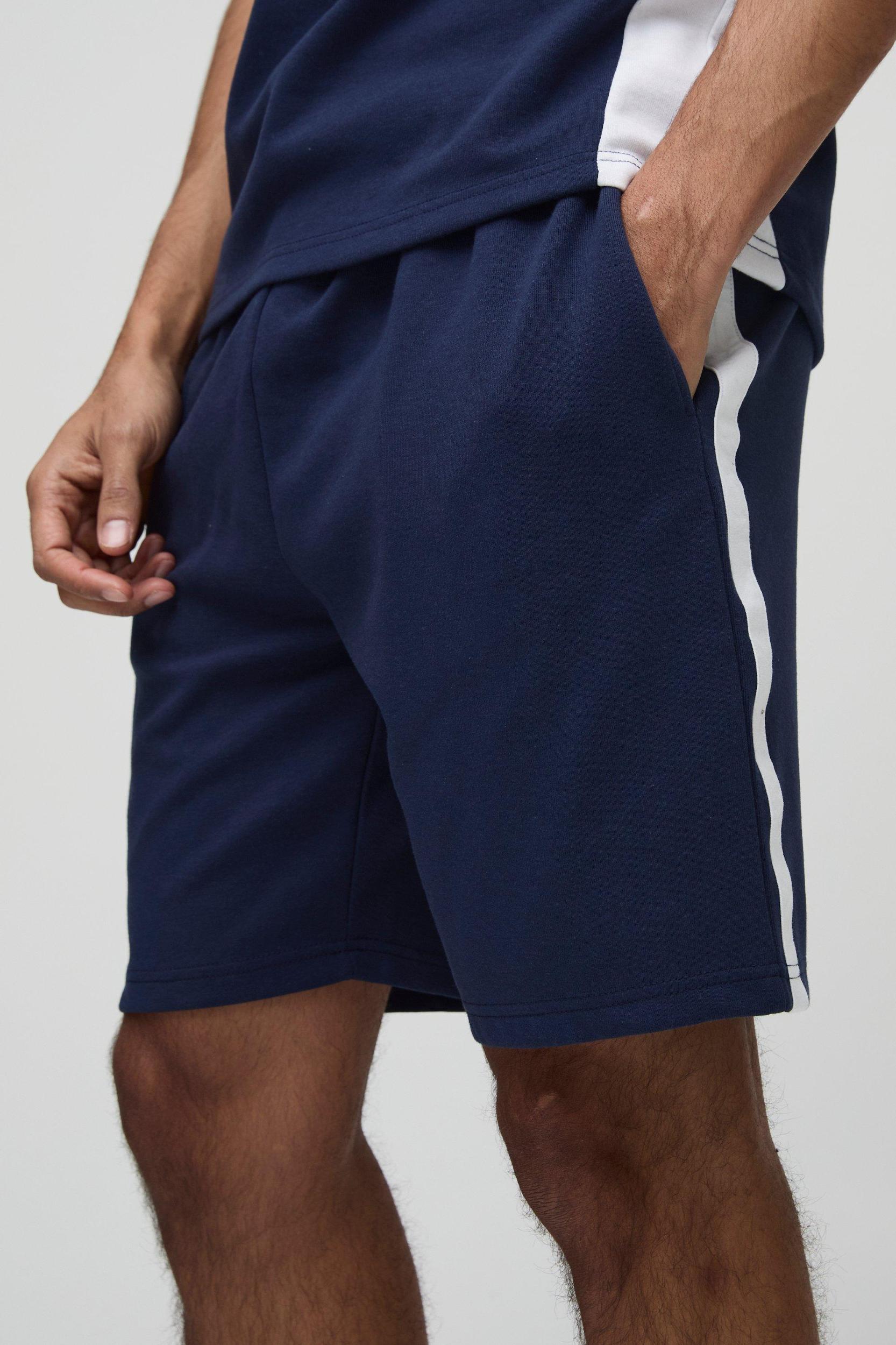 Relaxed Interlock Mid Length Shorts | boohooMAN USA Product Image