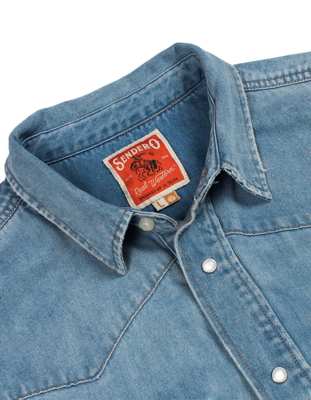 SENDERO PROVISIONS CO. The Wyatt Mens Pearl Snap Shirt - DENIM Product Image