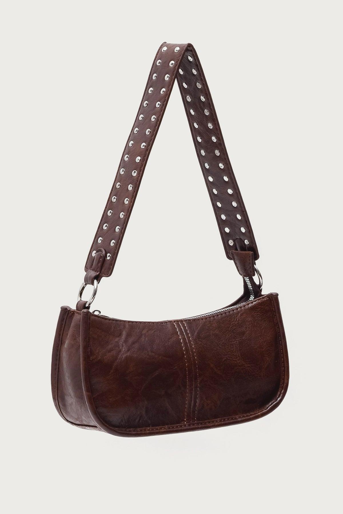 Studded Strap Faux Leather Bag Product Image