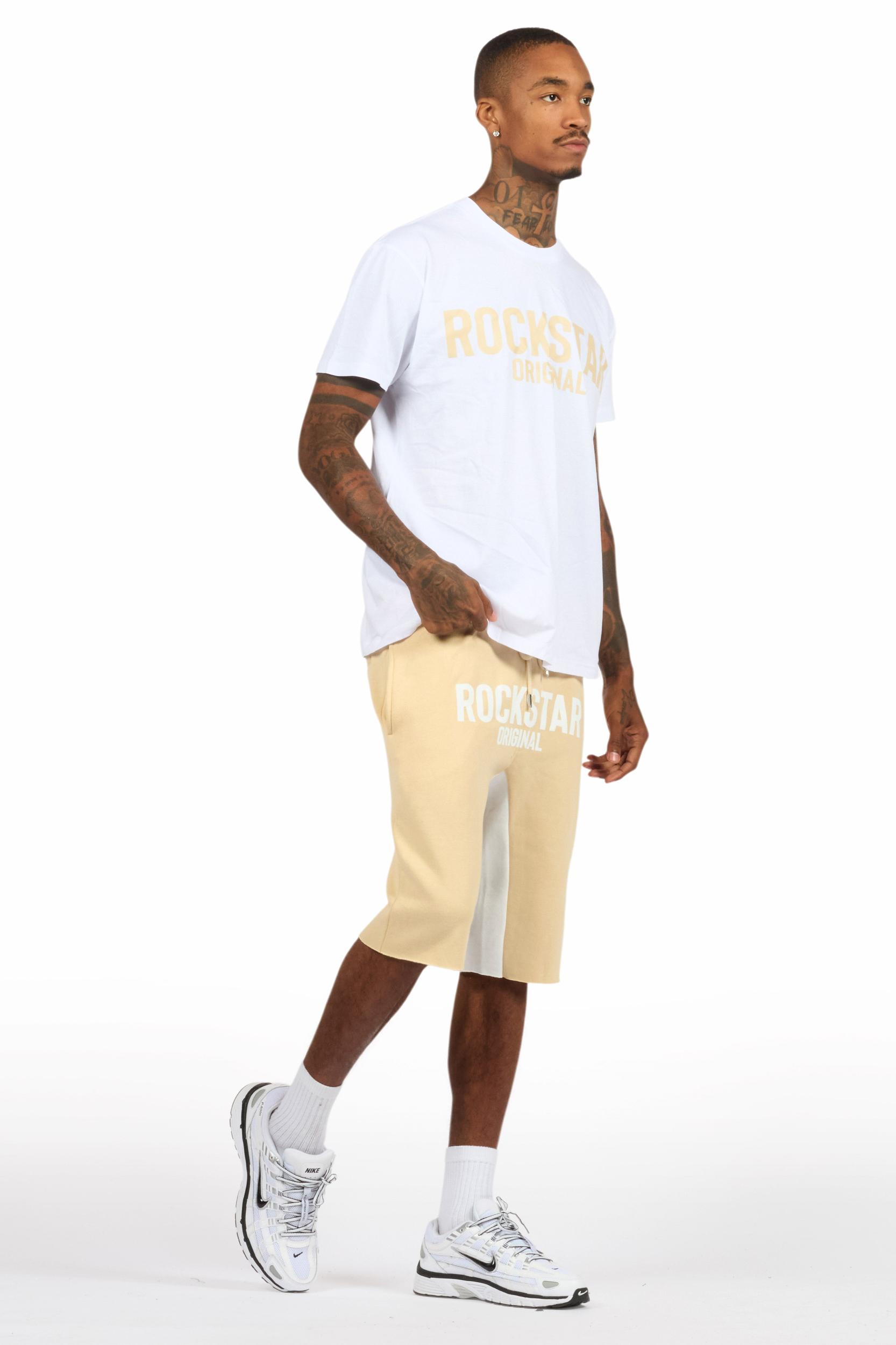 Sana White/Beige T-Shirt Short Set Male Product Image