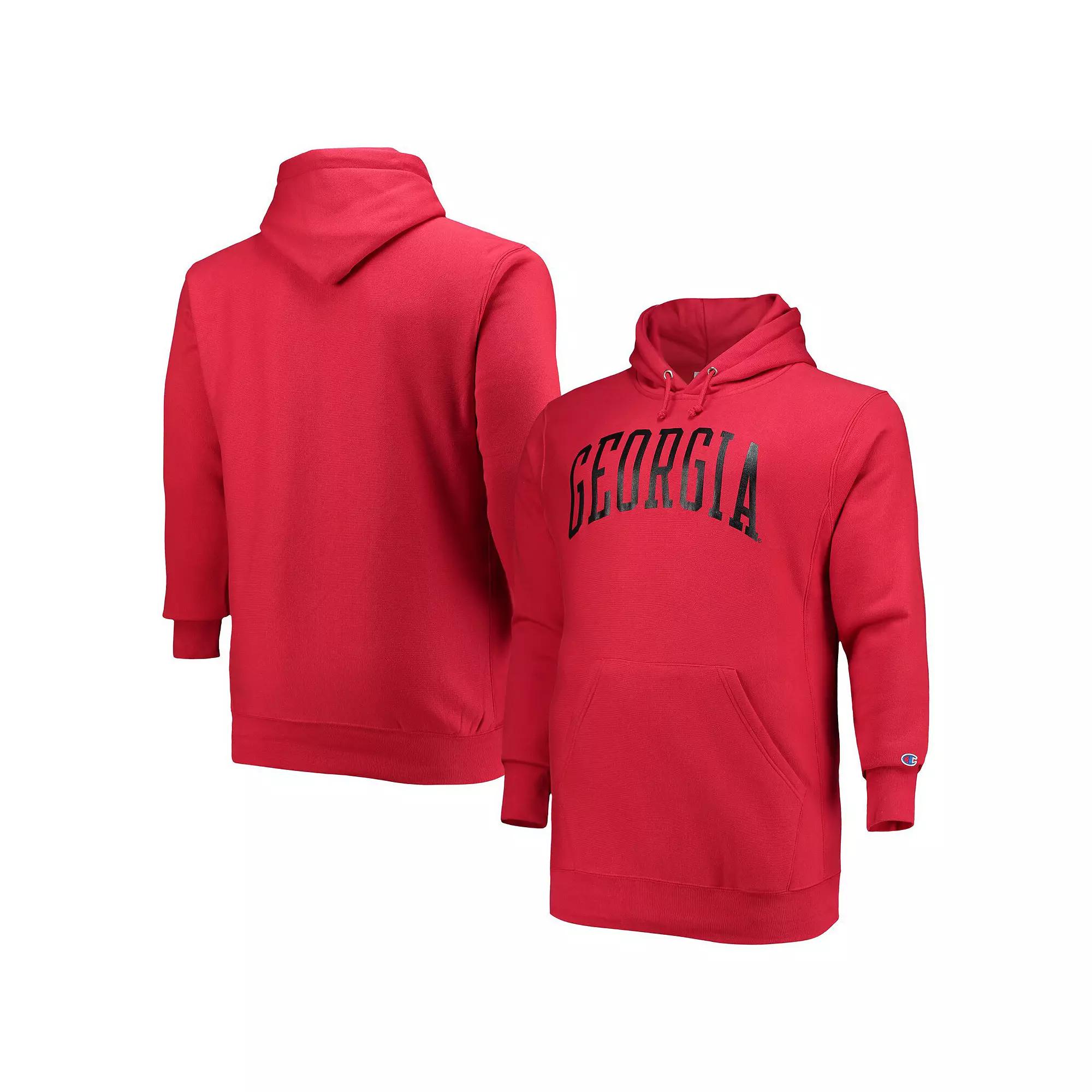 Men's Champion Red Georgia Bulldogs Big & Tall Reverse Weave Fleece Pullover Hoodie Sweatshirt, Size: XLT Product Image