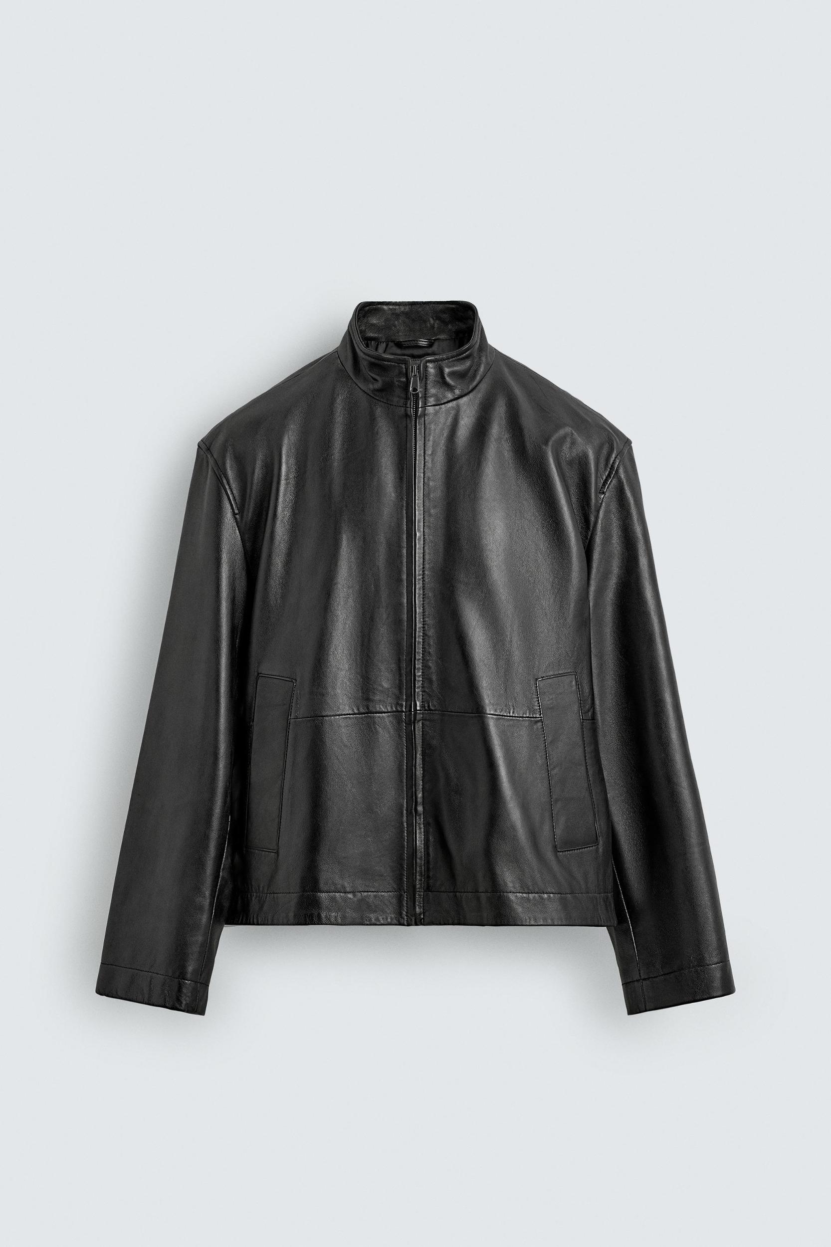 RELAXED FIT LEATHER JACKET Product Image