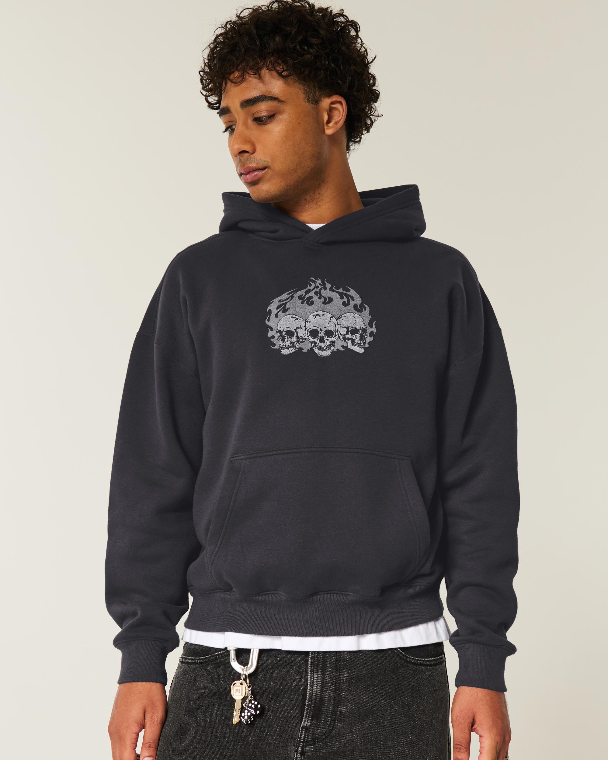 Boxy Skull Graphic Hoodie Product Image
