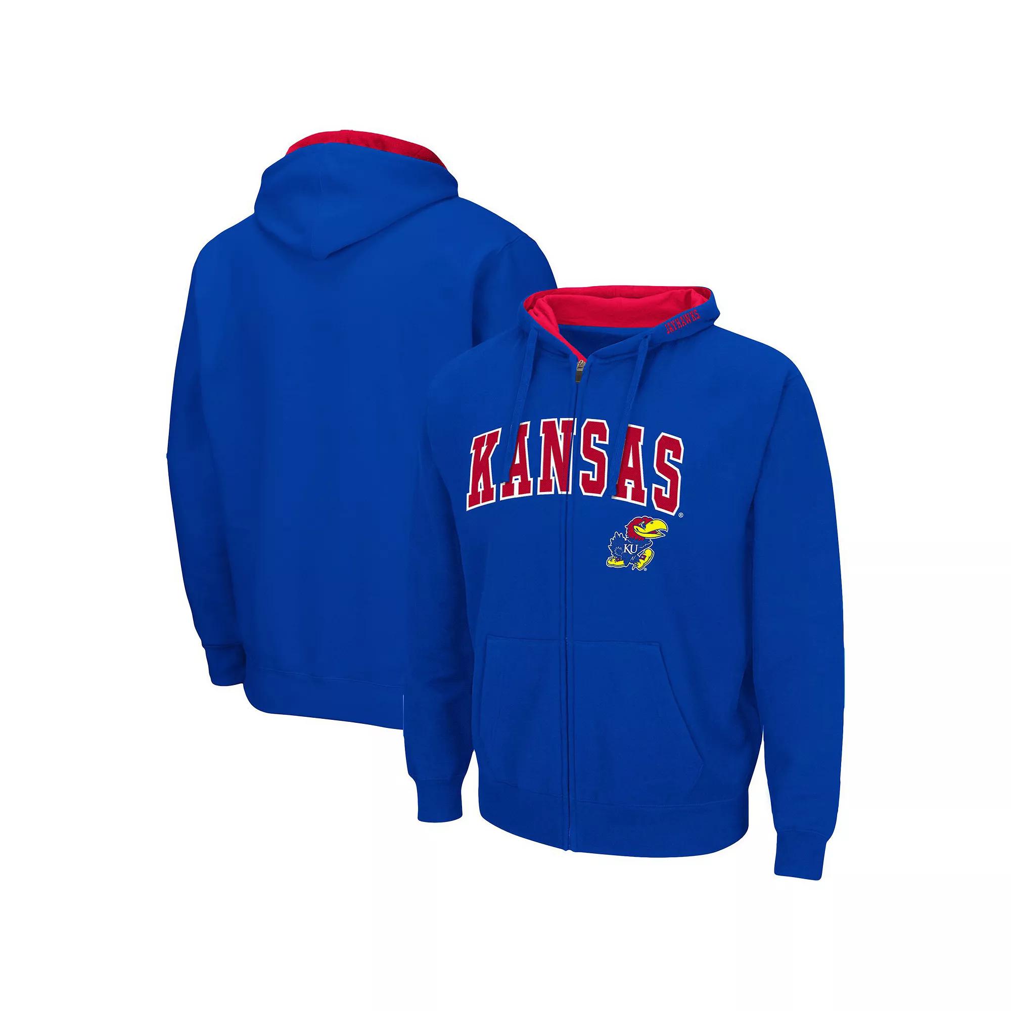 Men's Colosseum Royal Kansas Jayhawks Arch & Logo 3.0 Full-Zip Hoodie,  Product Image