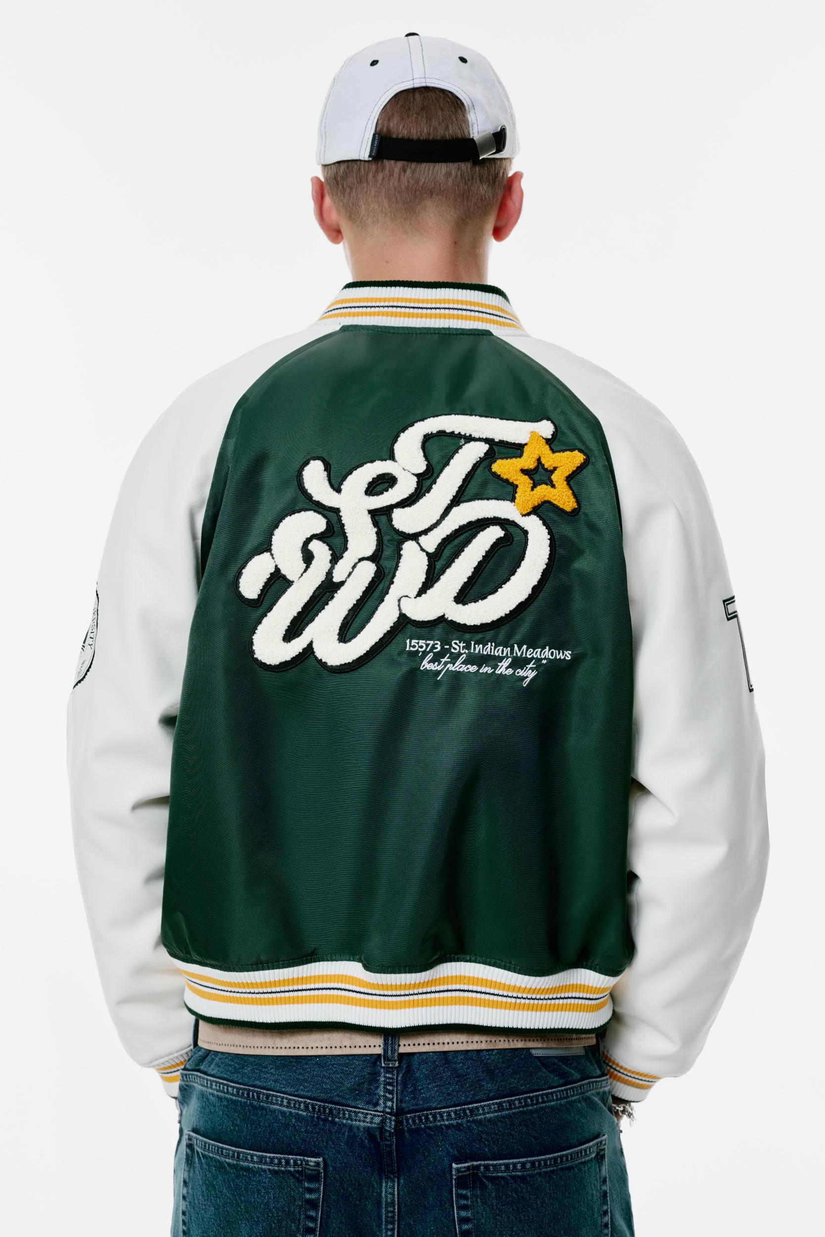 Embroidered varsity bomber jacket Product Image
