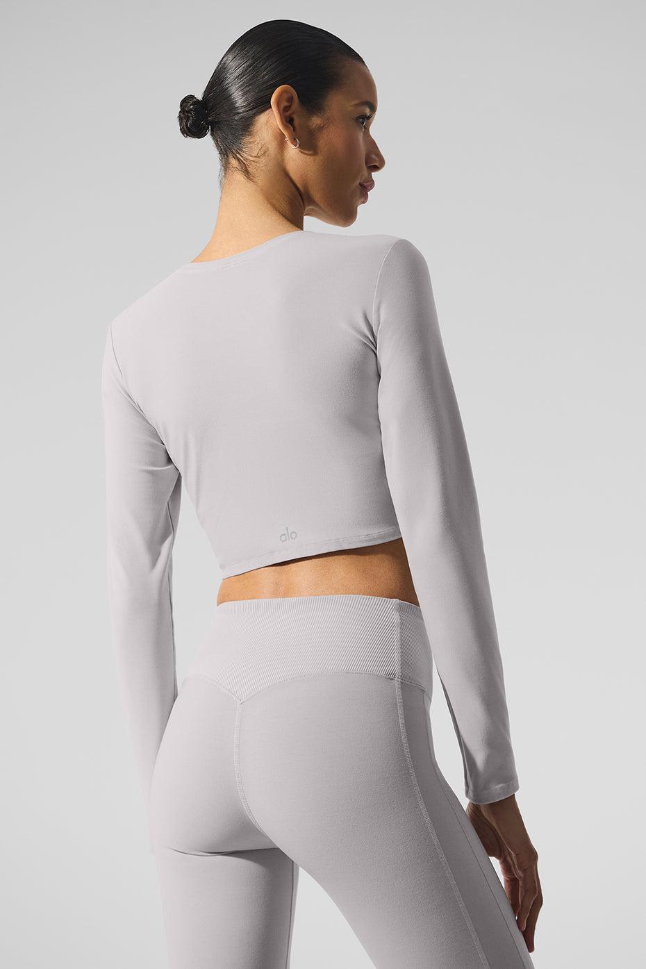 Washed Alosoft Crop Finesse Long Sleeve - Grey Sky Wash Product Image