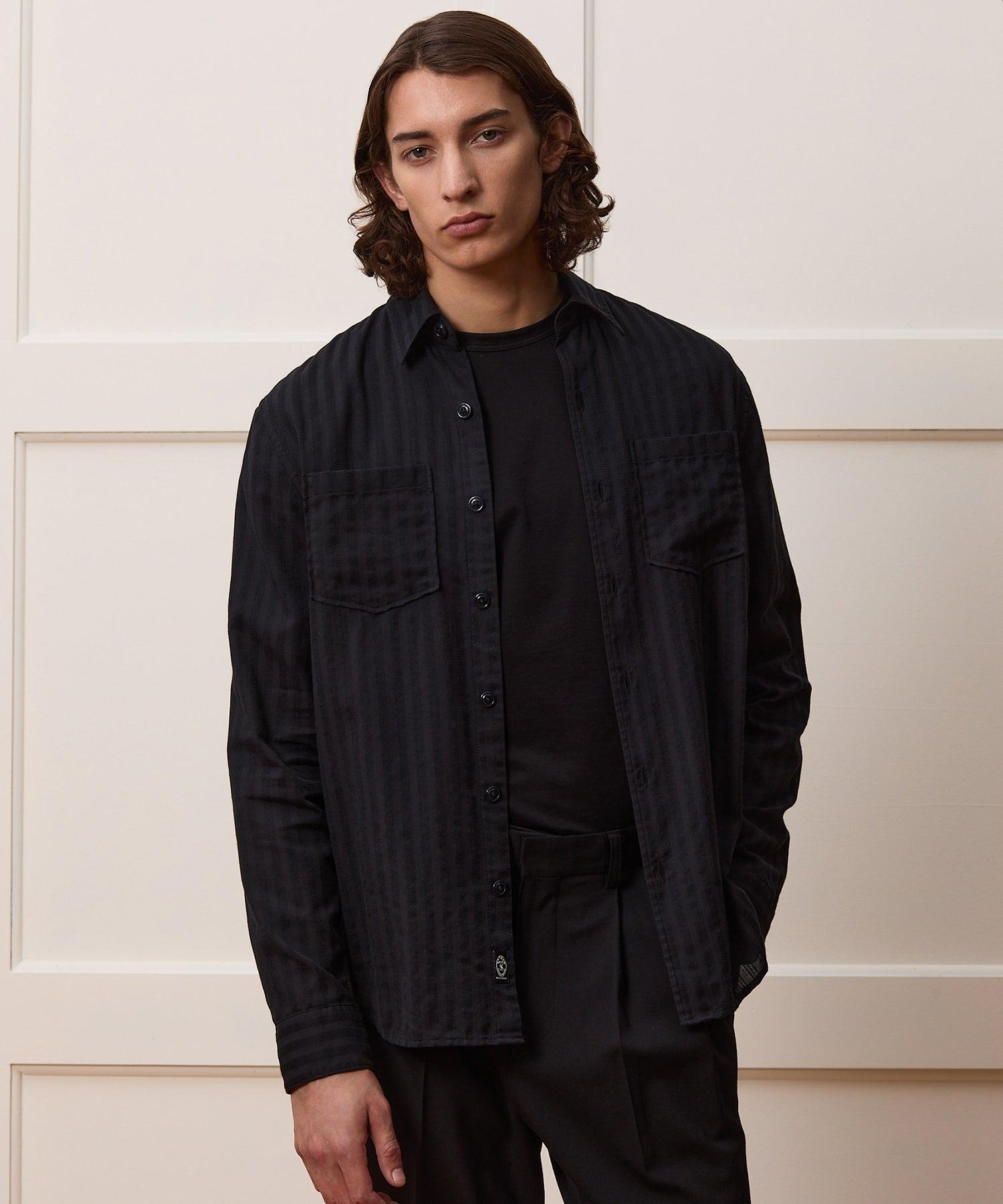 Cotton Jacquard Point Collar Shirt Product Image