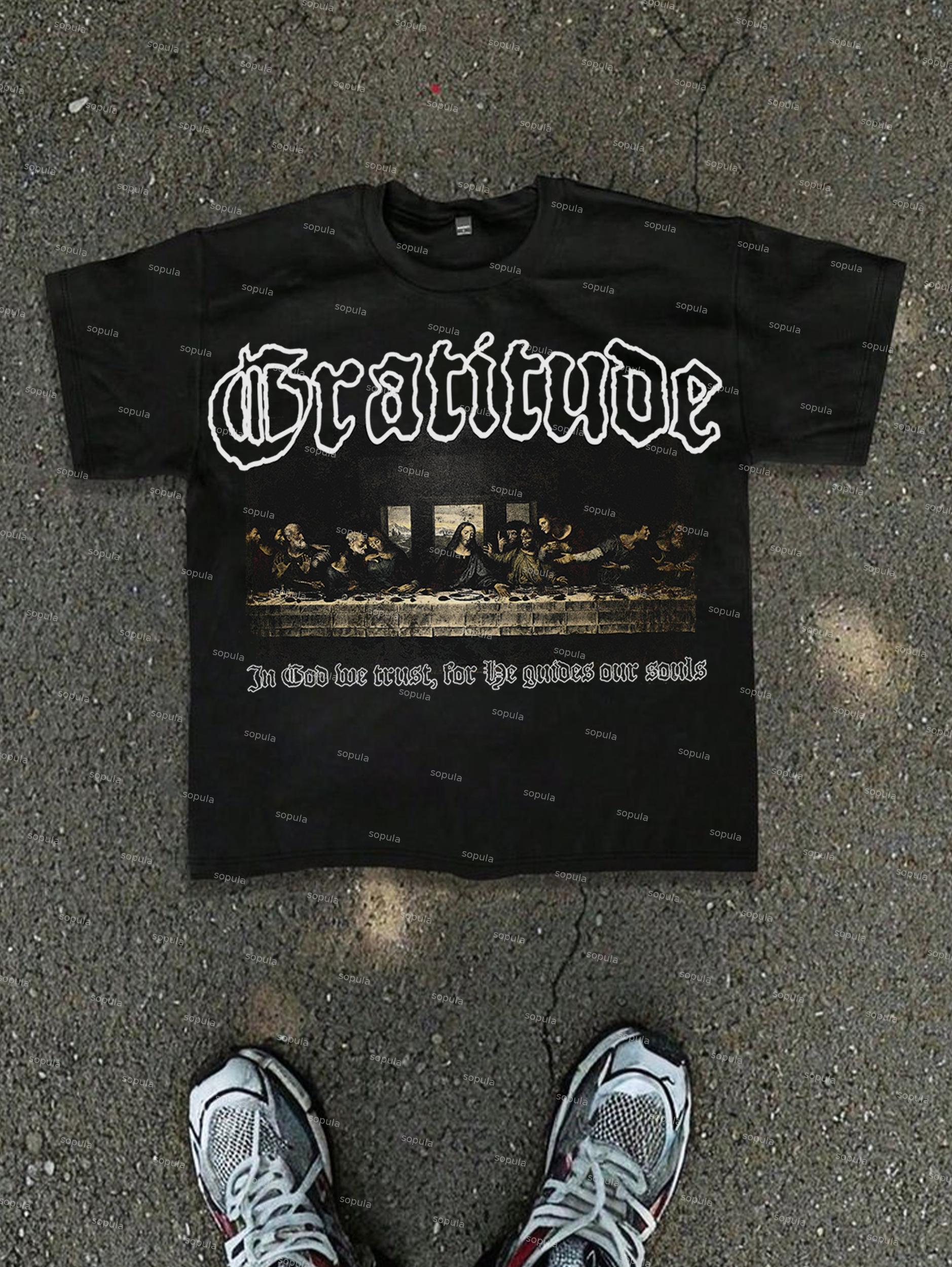 The Last Supper Vintage Graphic Cotton T-shirt Product Image