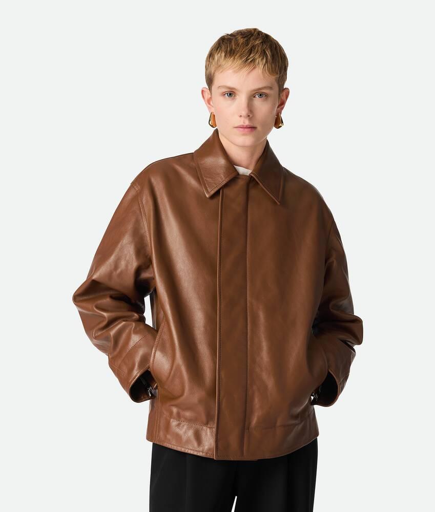 Women's Leather Blouson  in Toffee Product Image