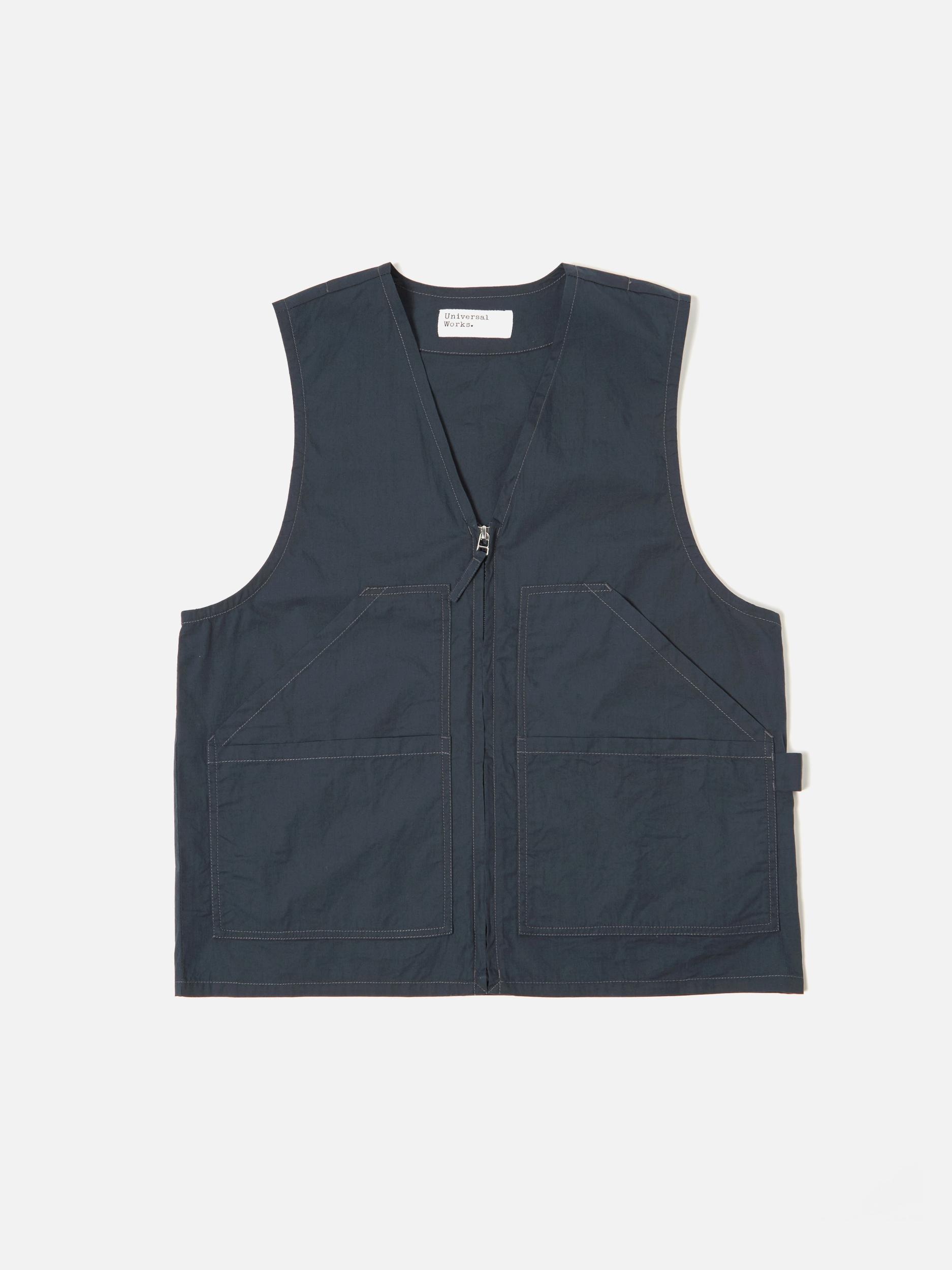 Universal Works Painters Gilet in Navy Broad Cloth Product Image