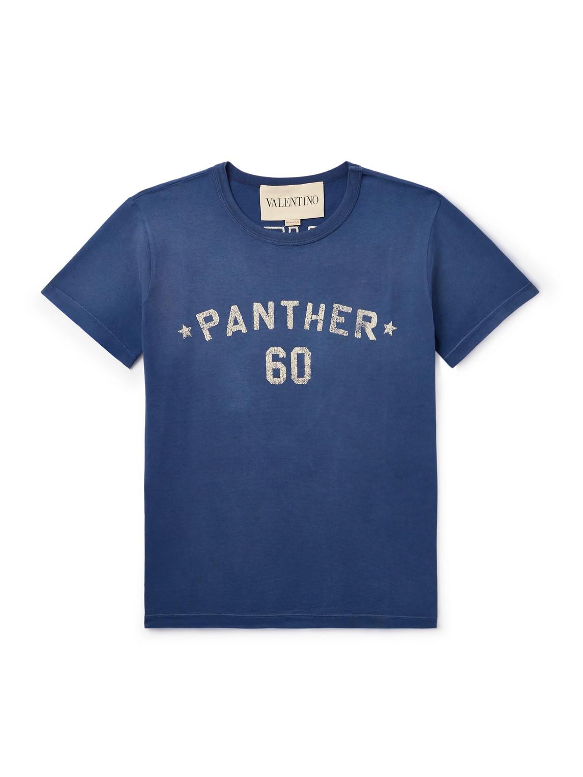VALENTINO Garavani Navy Cotton T-shirt In Blue Product Image