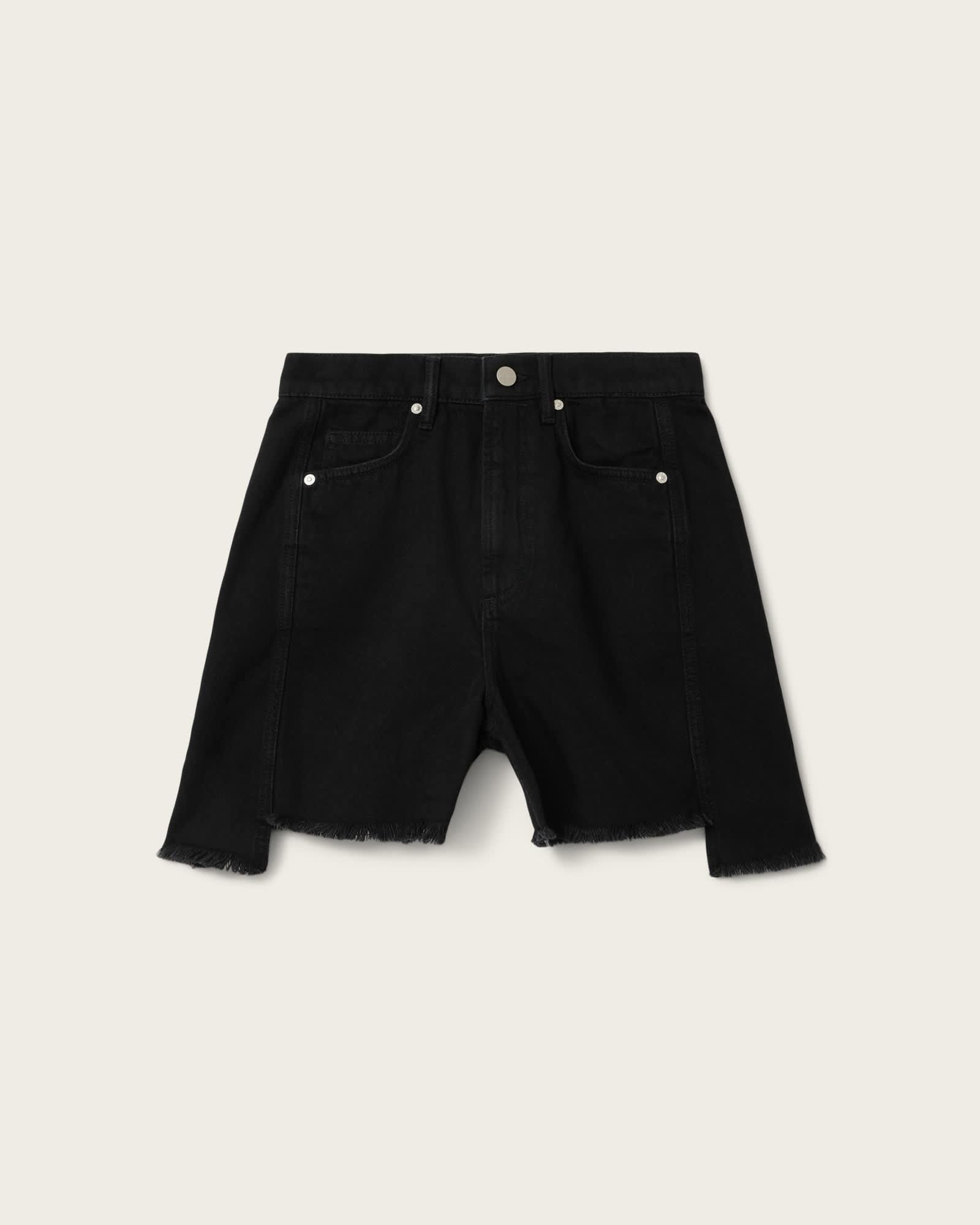 Frankie High Waisted Denim Shorts Black | ALLSAINTS US Product Image