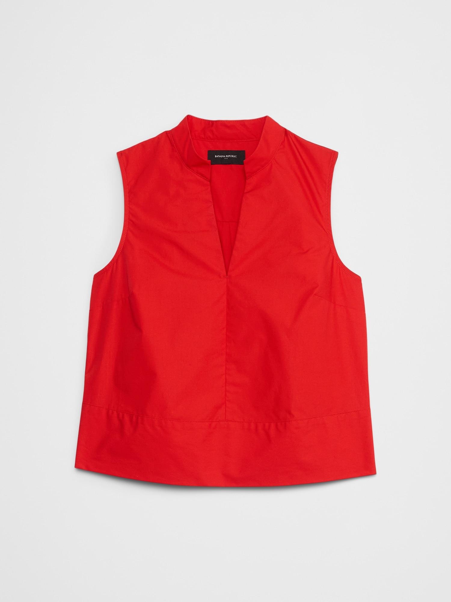 Poplin Split-Neck Top Product Image