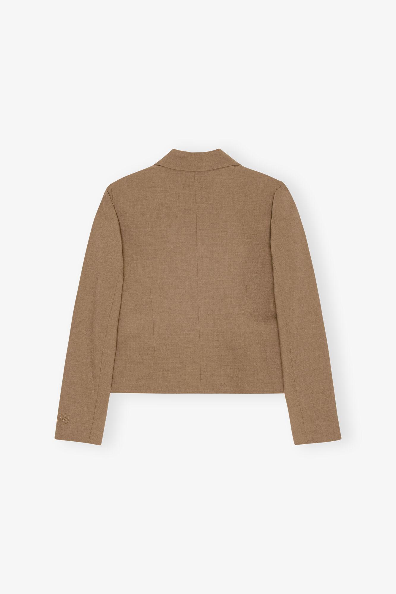 Brown Drapey Melange Fitted Blazer Product Image