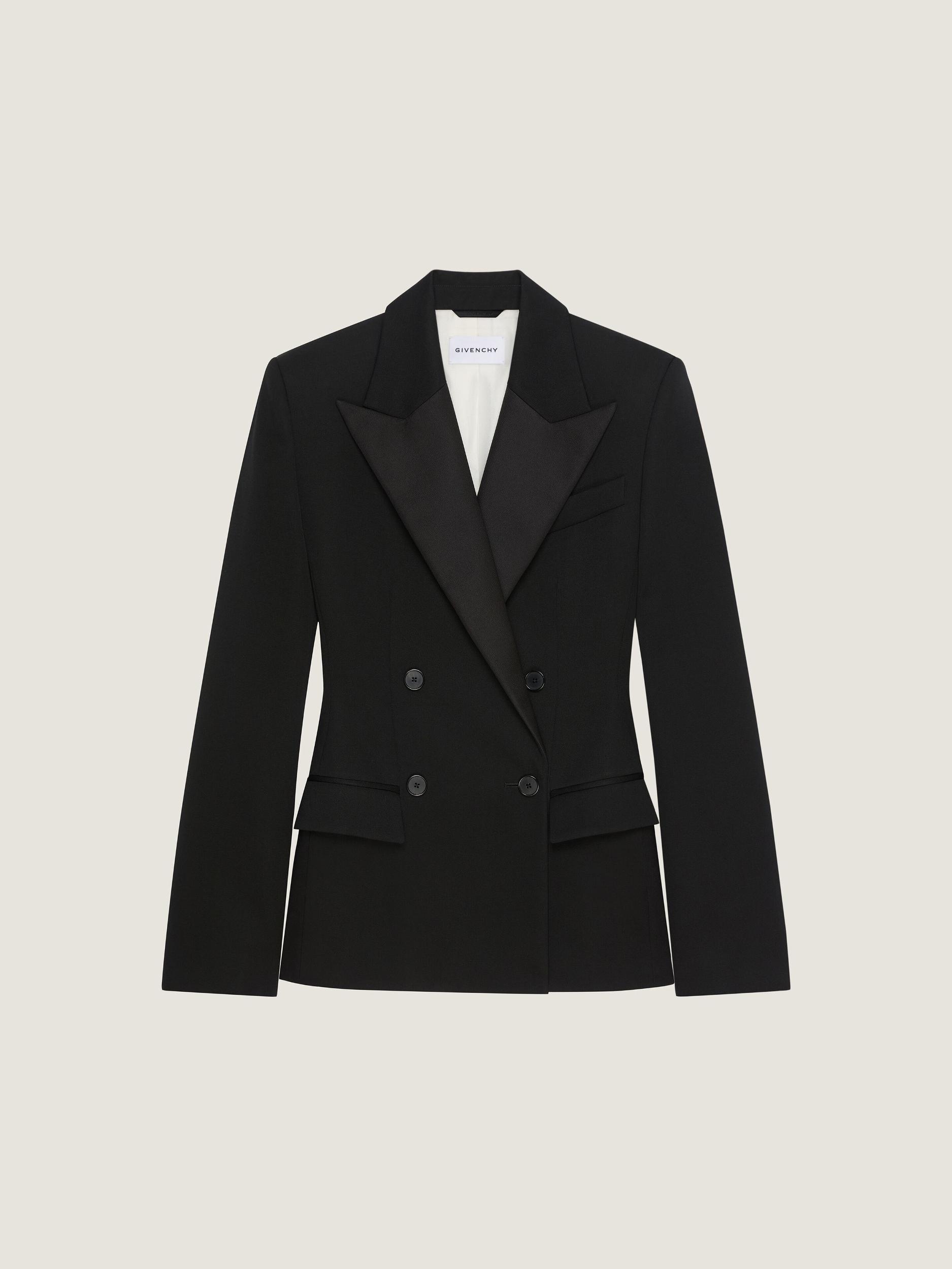 Double breasted tuxedo jacket in wool Product Image