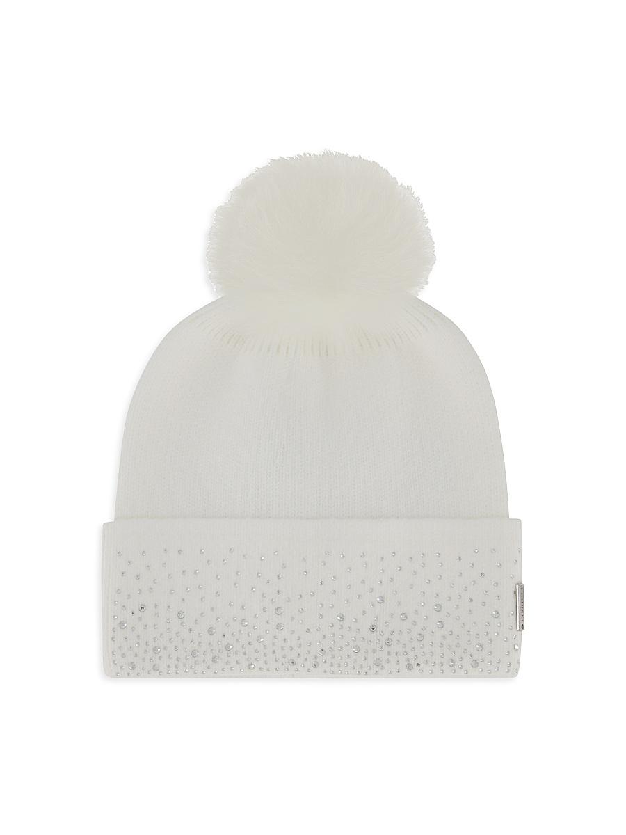 Womens Embellished Beanie with Toscana Lamb Pompom Product Image