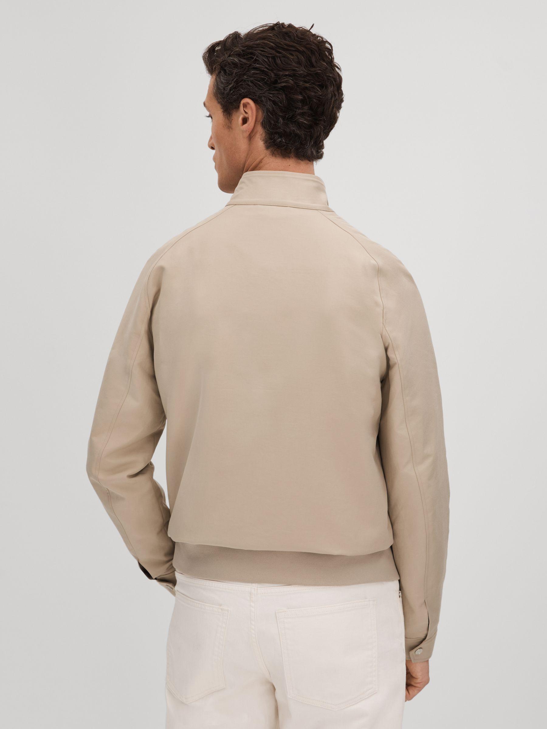 Cotton Blend Zip-Through Jacket in Stone Product Image
