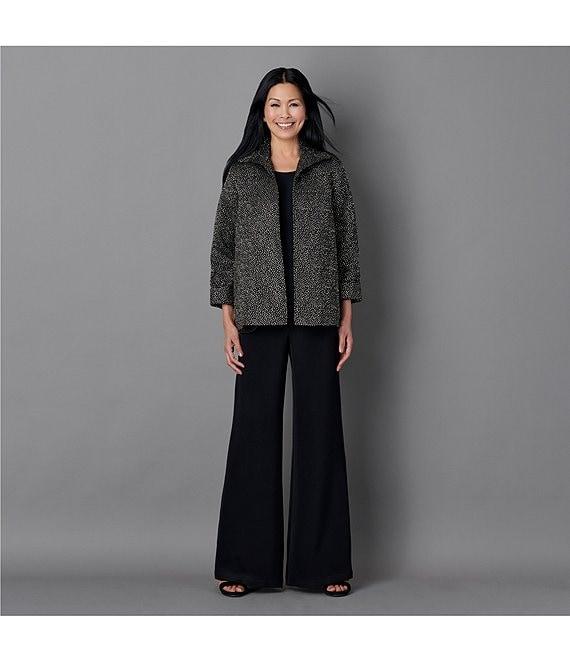 Caroline Rose Matte Crepe Flat Front Elastic Waist Wide Leg Coordinating Pants Product Image
