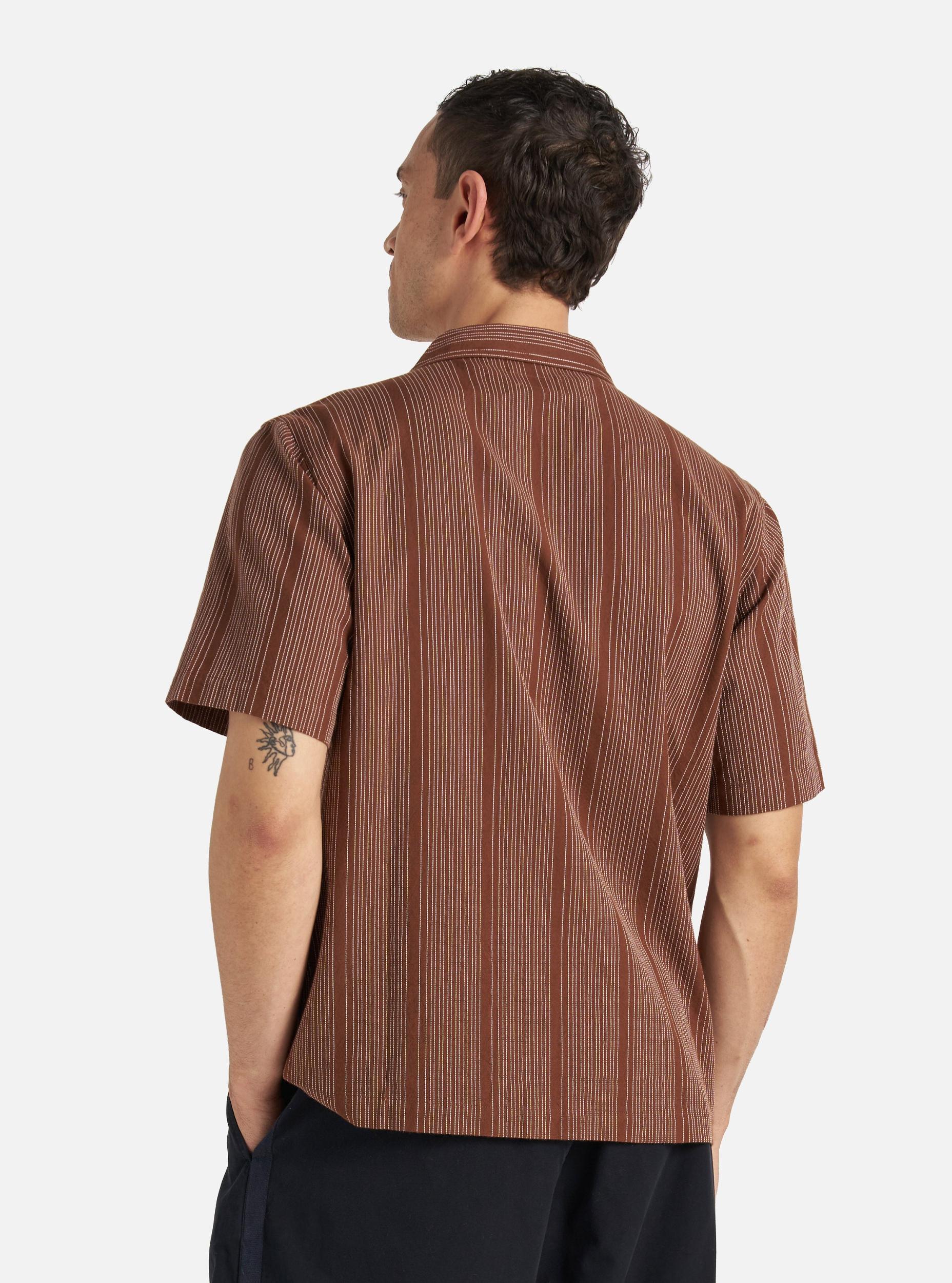 Universal Works Sal Road Shirt in Brown Kantha Stripe Product Image