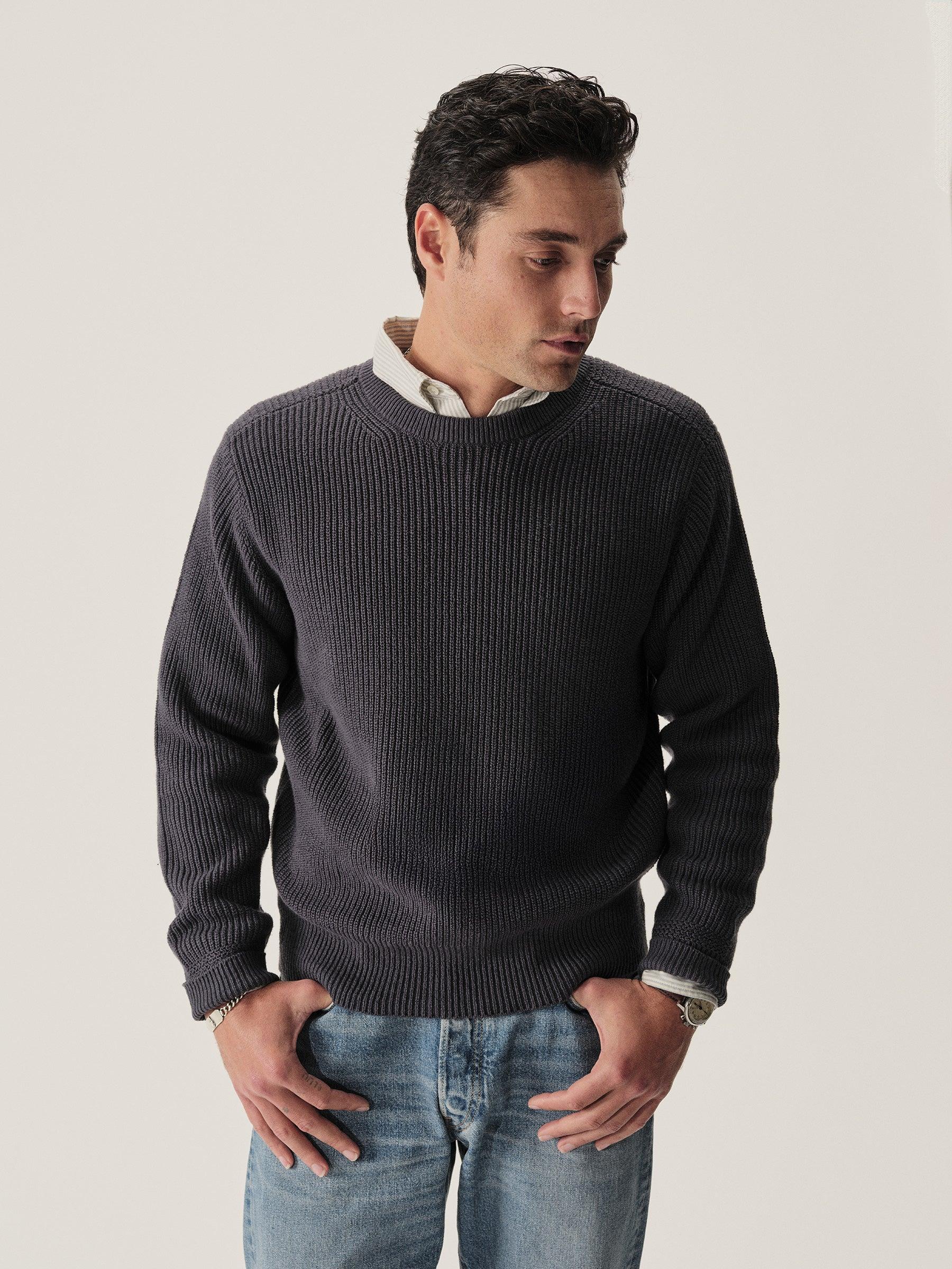 Faded Indigo Seafarer Cotton Rib Crew Product Image