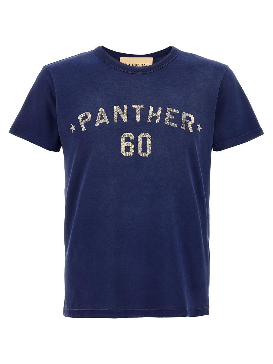 VALENTINO Garavani Navy Cotton T-shirt In Blue Product Image