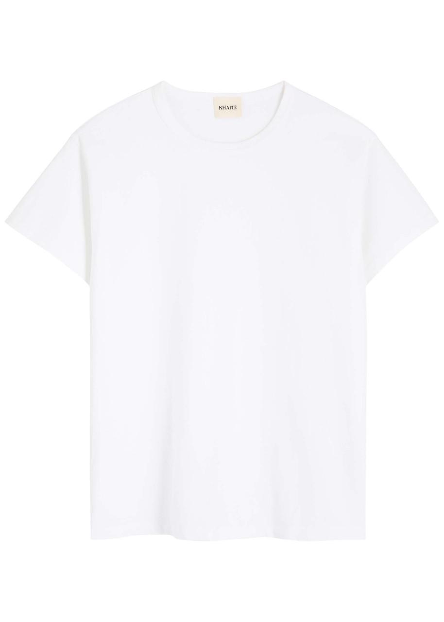 KHAITE Womens White Mae Brand-patch Cotton-jersey T-shirt In Cream Product Image